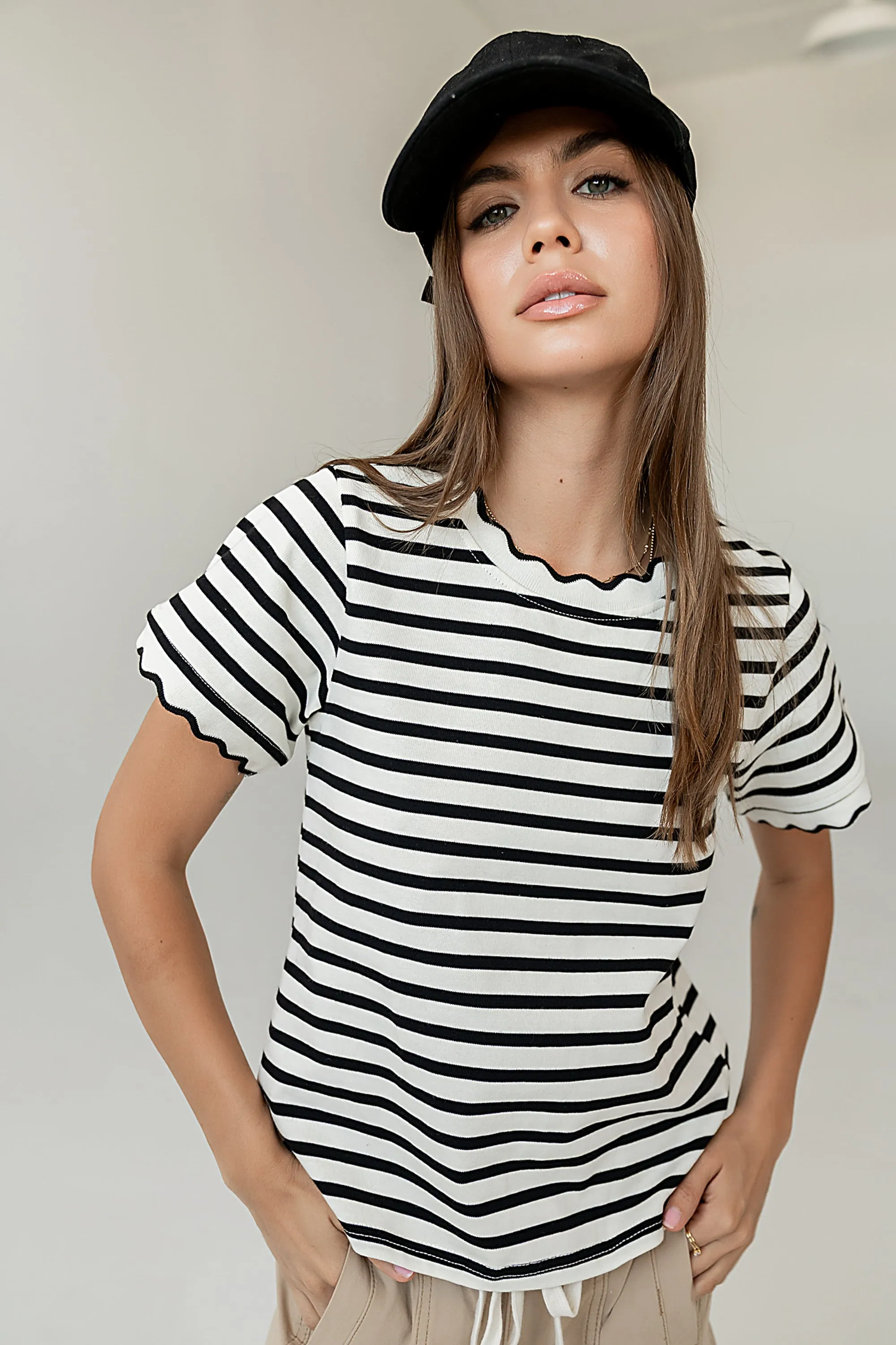 Walker Scalloped Top in Black sold by bohme