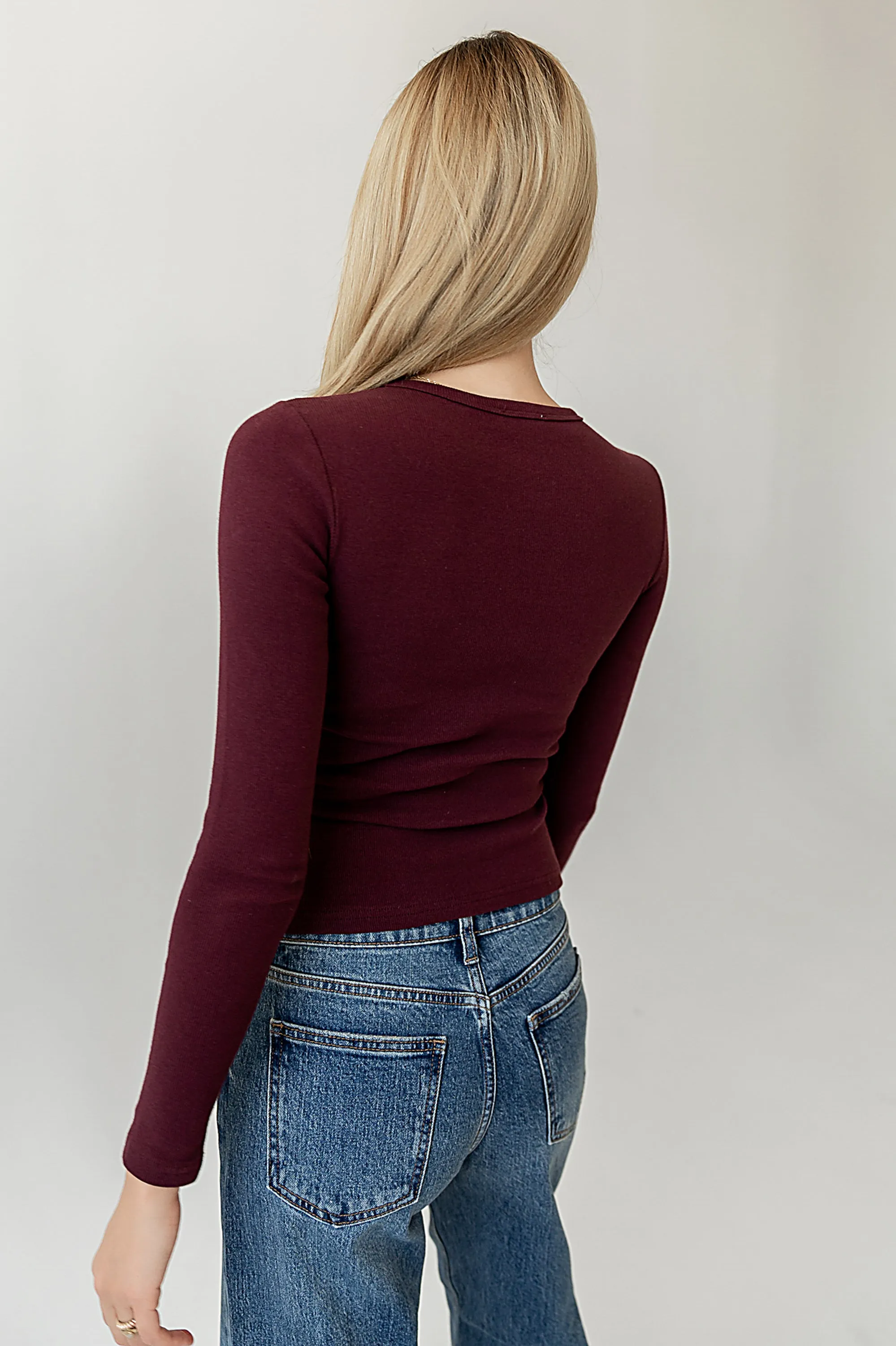 Mia Button Up Top in Burgundy sold by bohme product image thumbnail 2