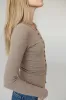 Mia Button Up Top in Taupe sold by bohme