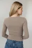 Mia Button Up Top in Taupe sold by bohme