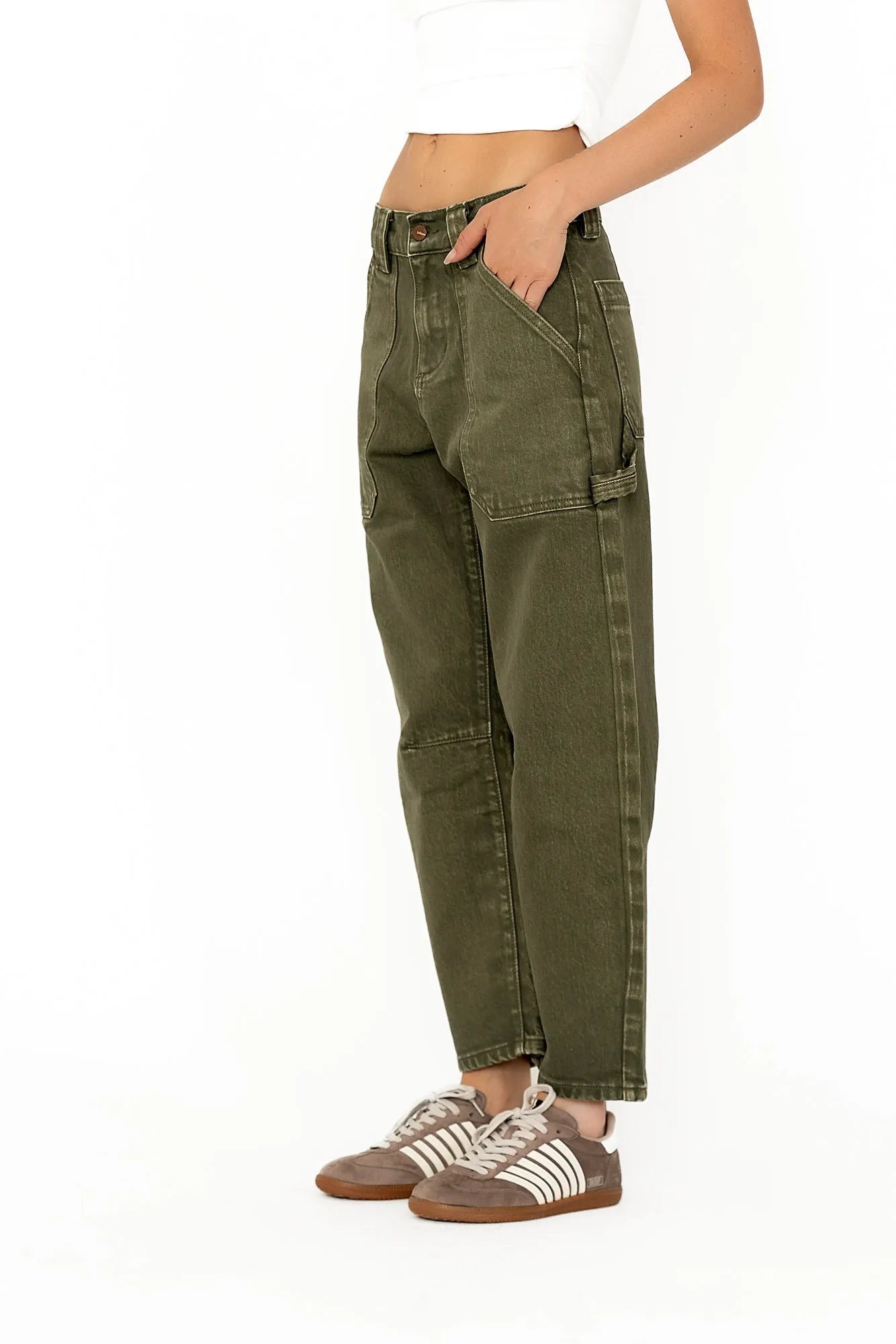 Scottie Barrel Jeans in Olive sold by bohme product image thumbnail 2