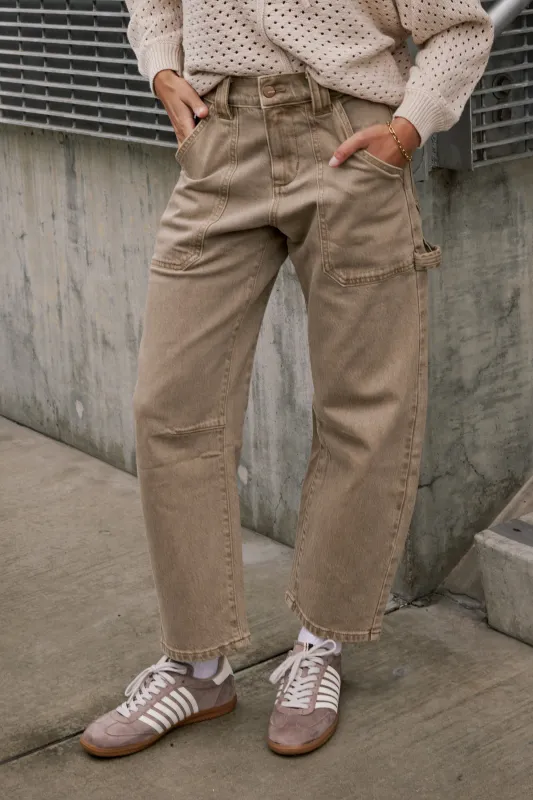 Scottie Barrel Jeans in Tan sold by bohme