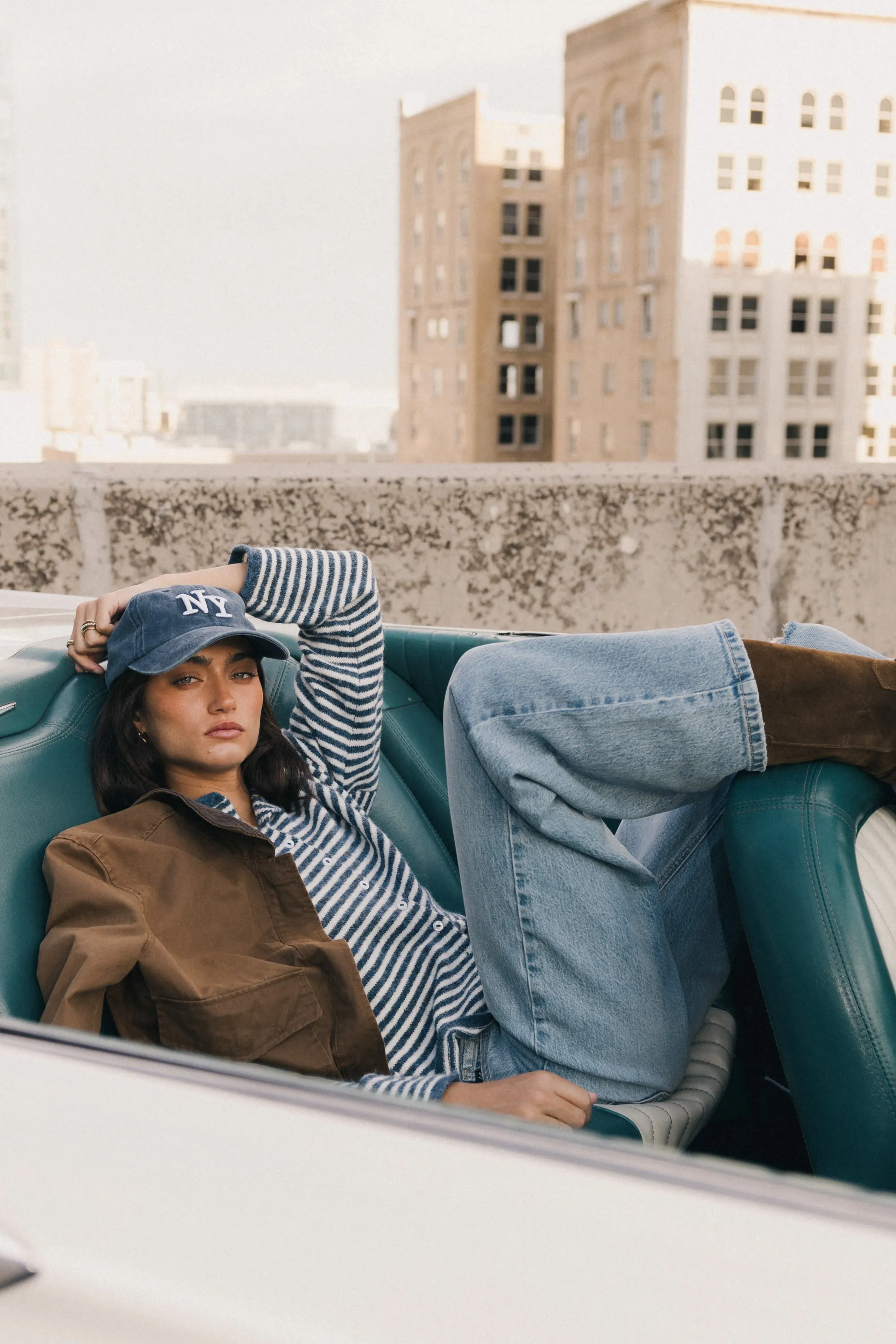 Miriam Striped Cardigan in Denim sold by bohme product image thumbnail 4