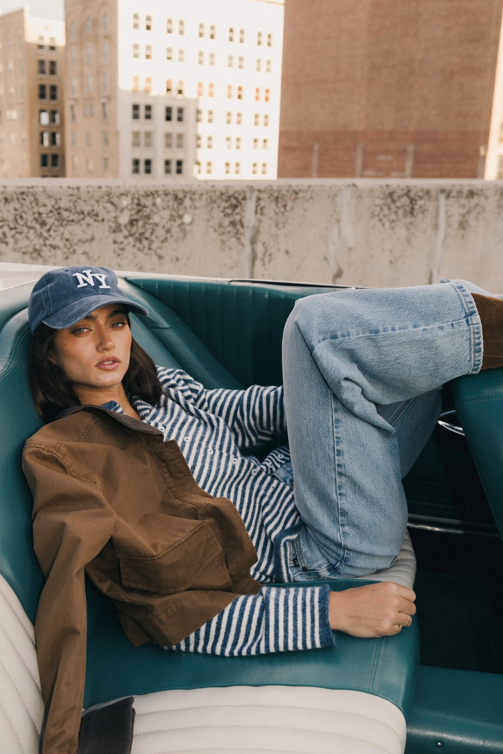 Miriam Striped Cardigan in Denim sold by bohme product image thumbnail 2