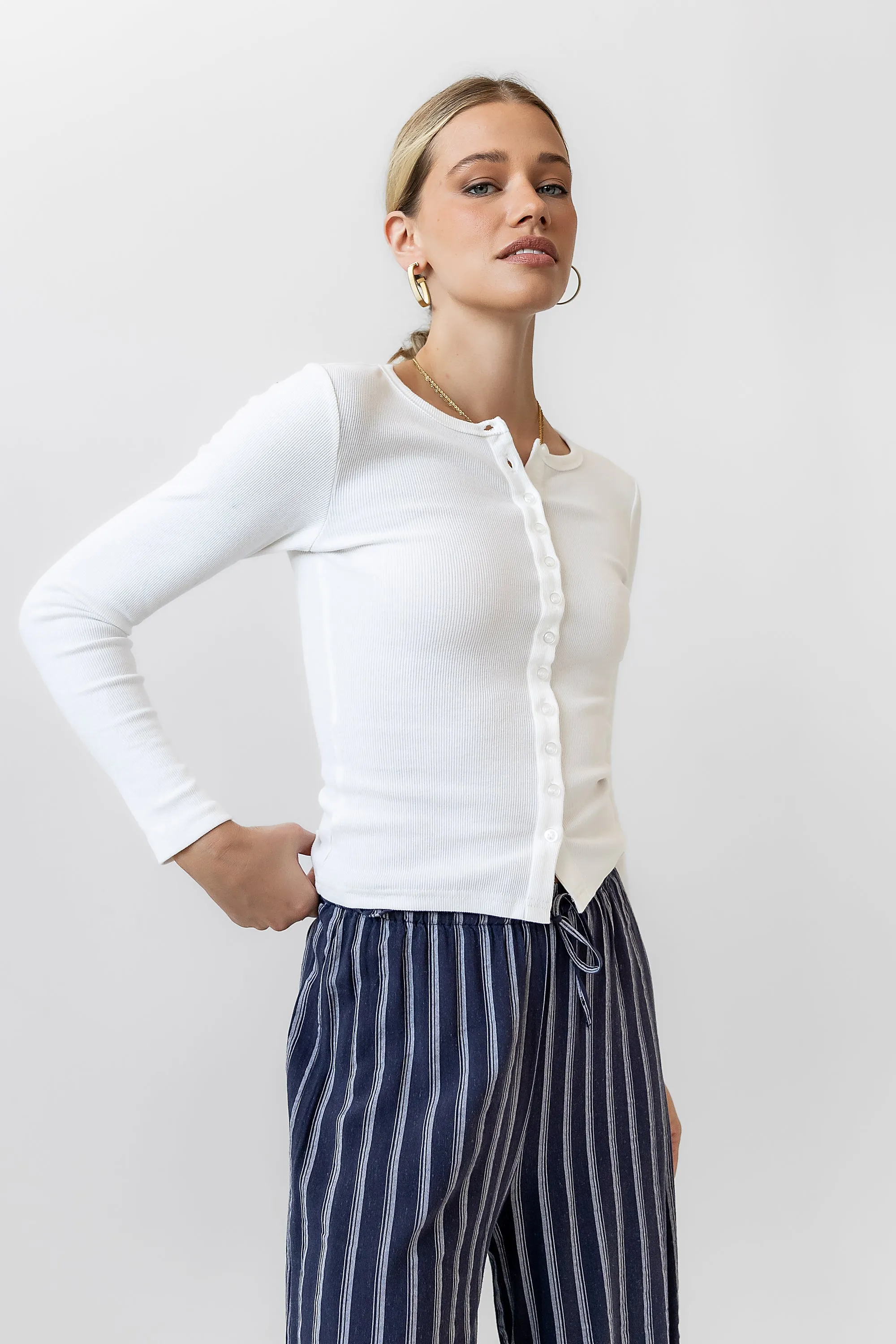 Mia Button Up Top in White sold by bohme product image thumbnail 5