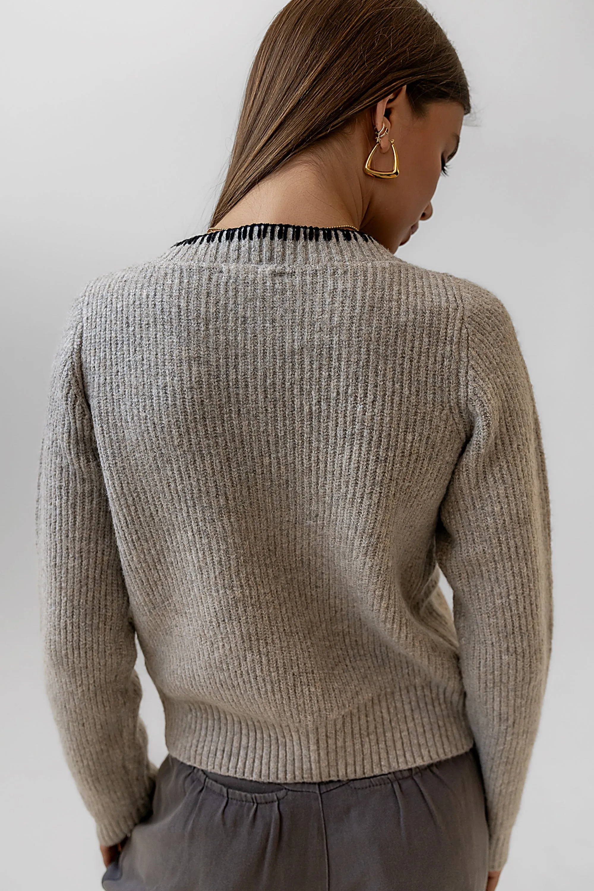 Darren Contrast Cardigan in Taupe sold by bohme product image thumbnail 2