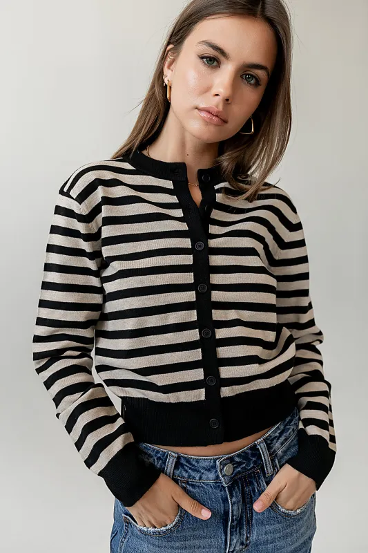 Kali Striped Sweater in Taupe sold by bohme
