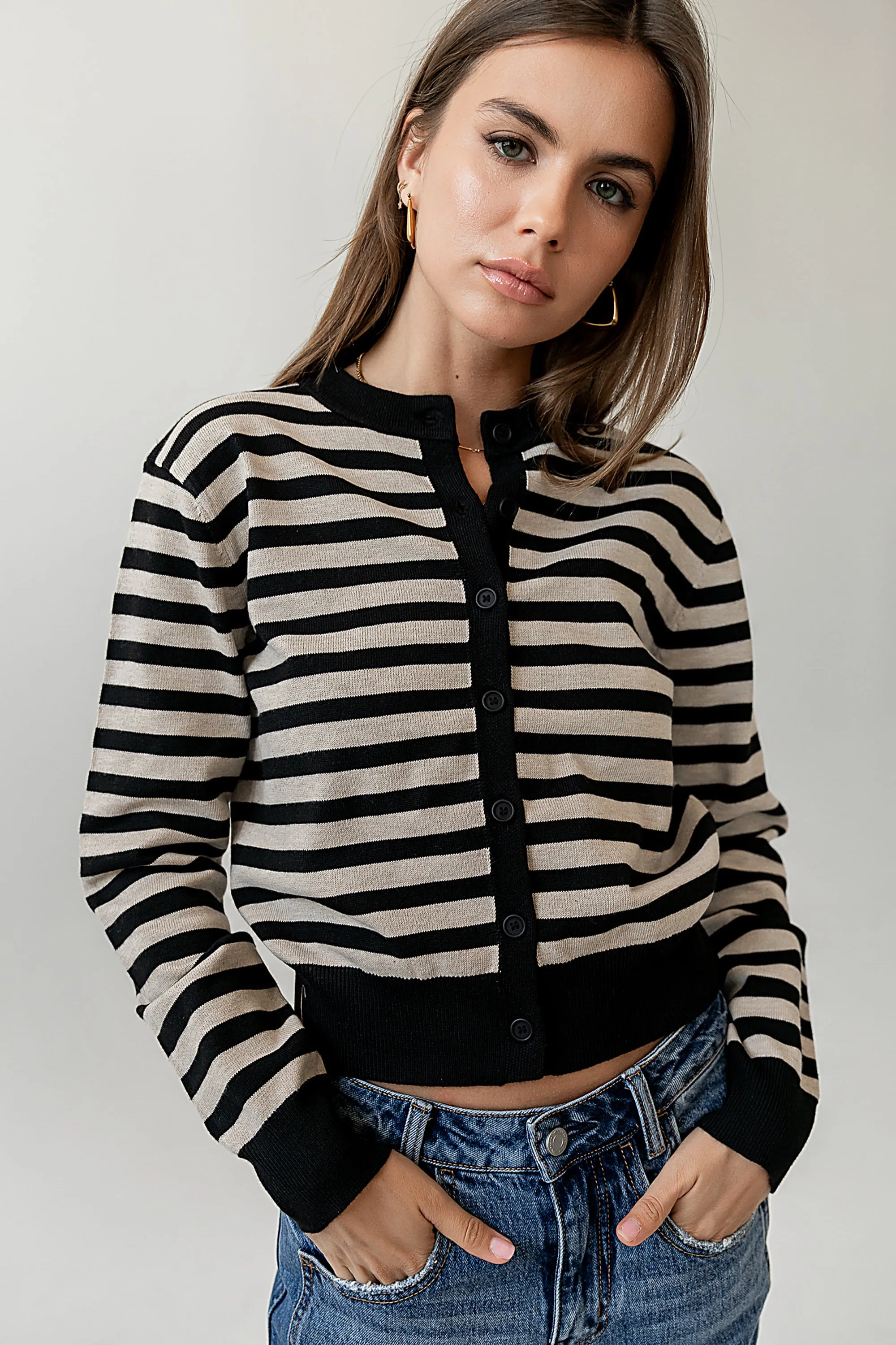 Kali Striped Sweater in Taupe - FINAL SALE sold by bohme