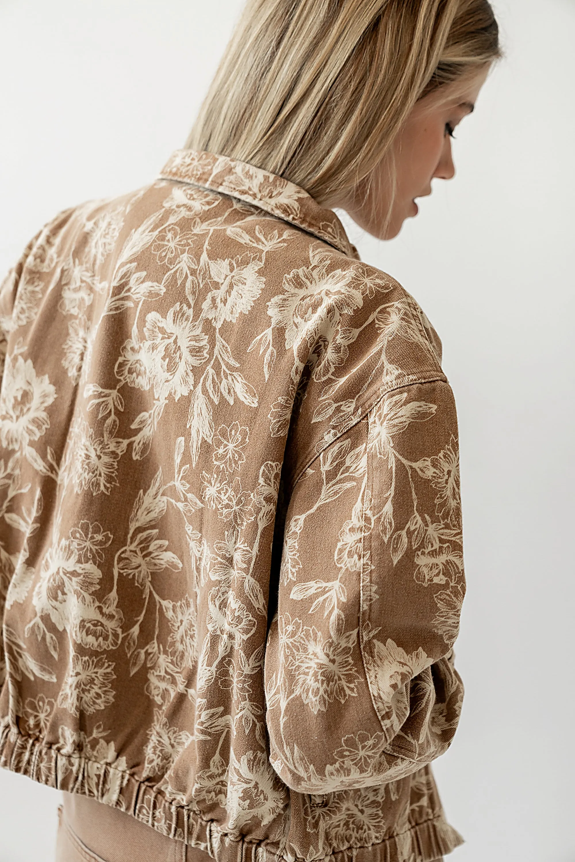 Kellie Floral Bomber Jacket in Camel sold by bohme product image thumbnail 3