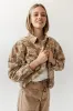 Kellie Floral Bomber Jacket in Camel sold by bohme