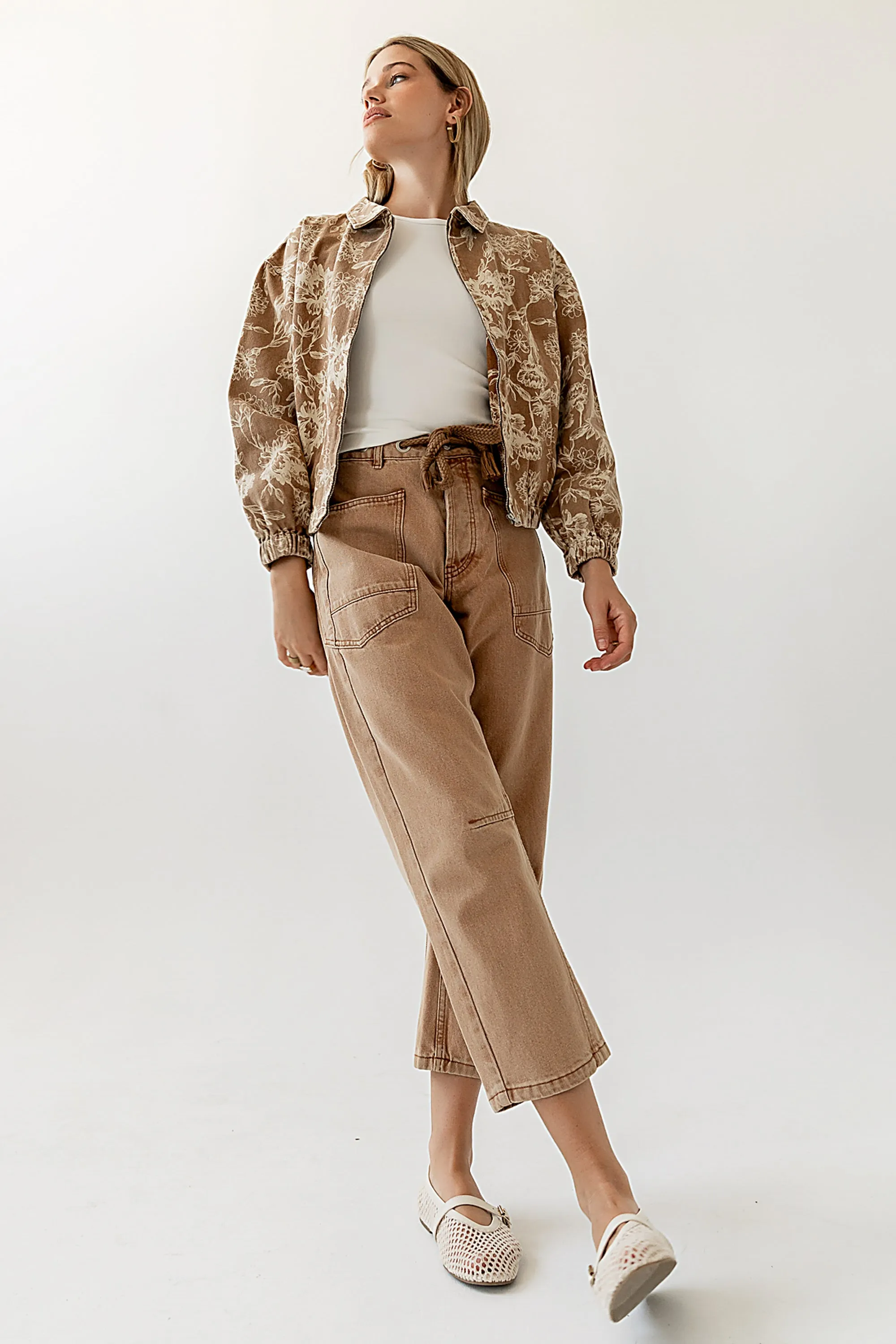 Kellie Floral Bomber Jacket in Camel sold by bohme product image thumbnail 4