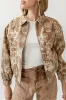 Kellie Floral Bomber Jacket in Camel sold by bohme