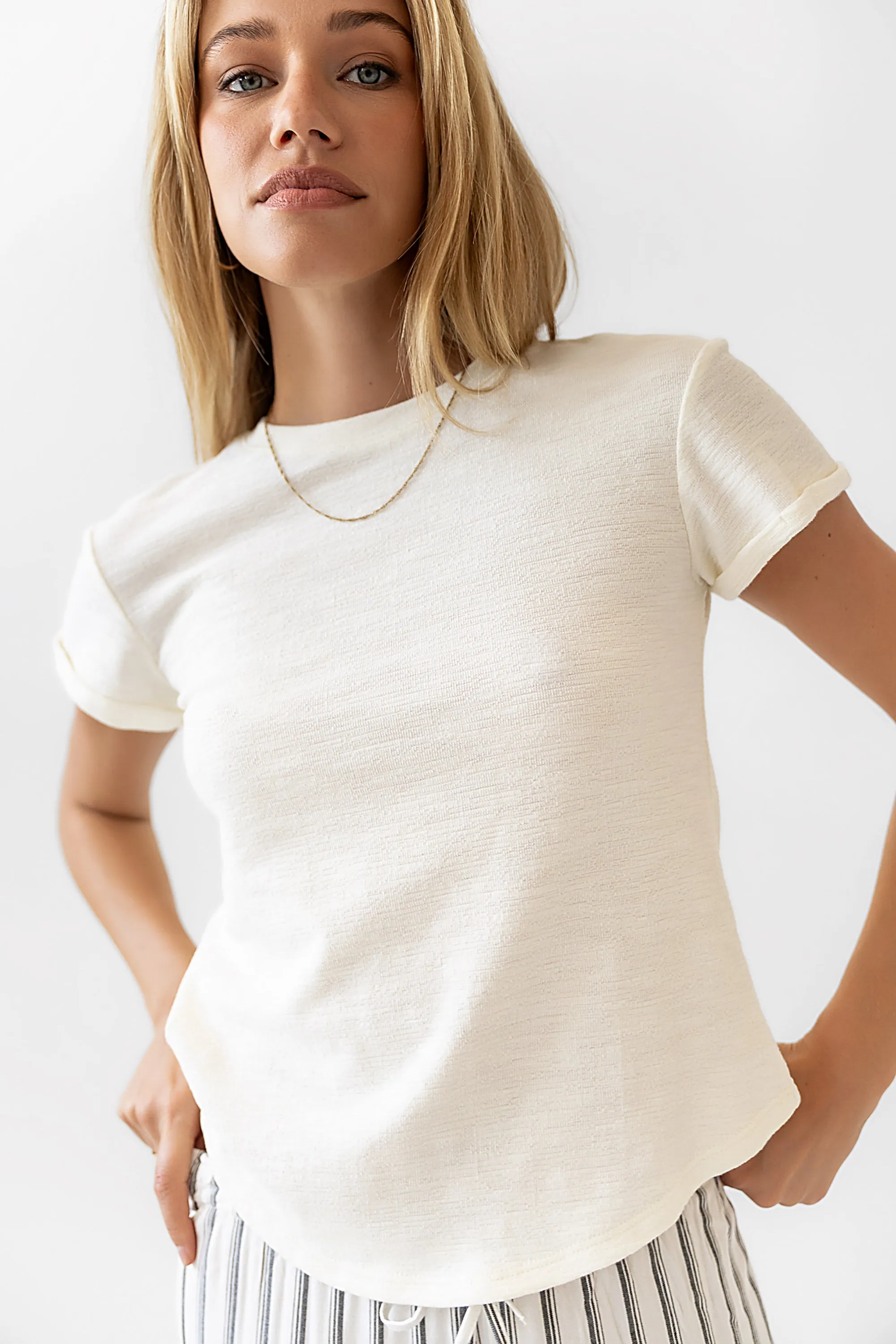 Selena Rolled Sleeve Shirt in Off White - FINAL SALE sold by bohme