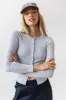 Mia Button Up Top in Grey sold by bohme