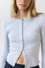Mia Button Up Top in Grey sold by bohme