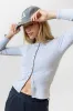 Mia Button Up Top in Grey sold by bohme