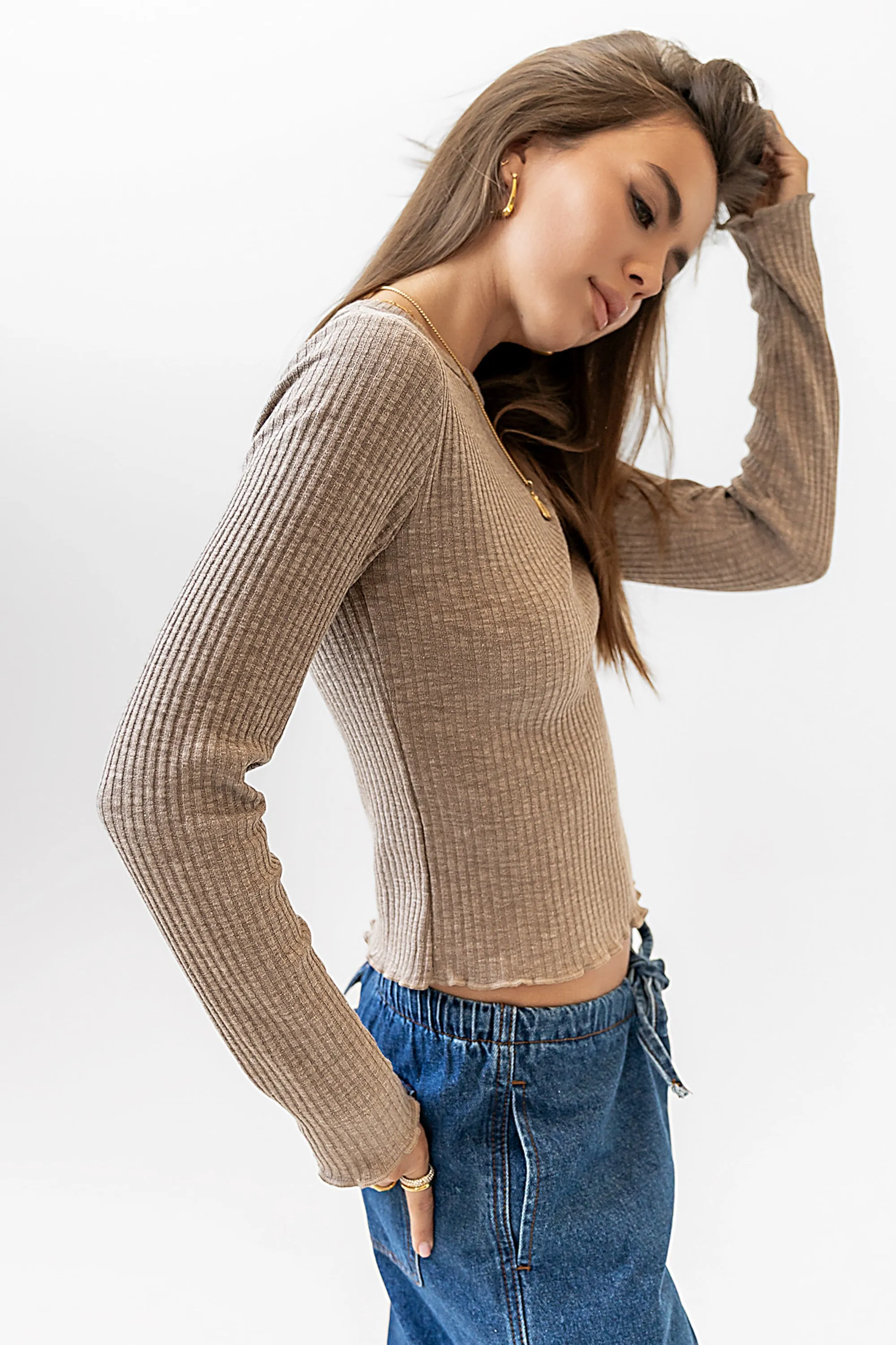 Leif Knit Top in Taupe sold by bohme product image thumbnail 3