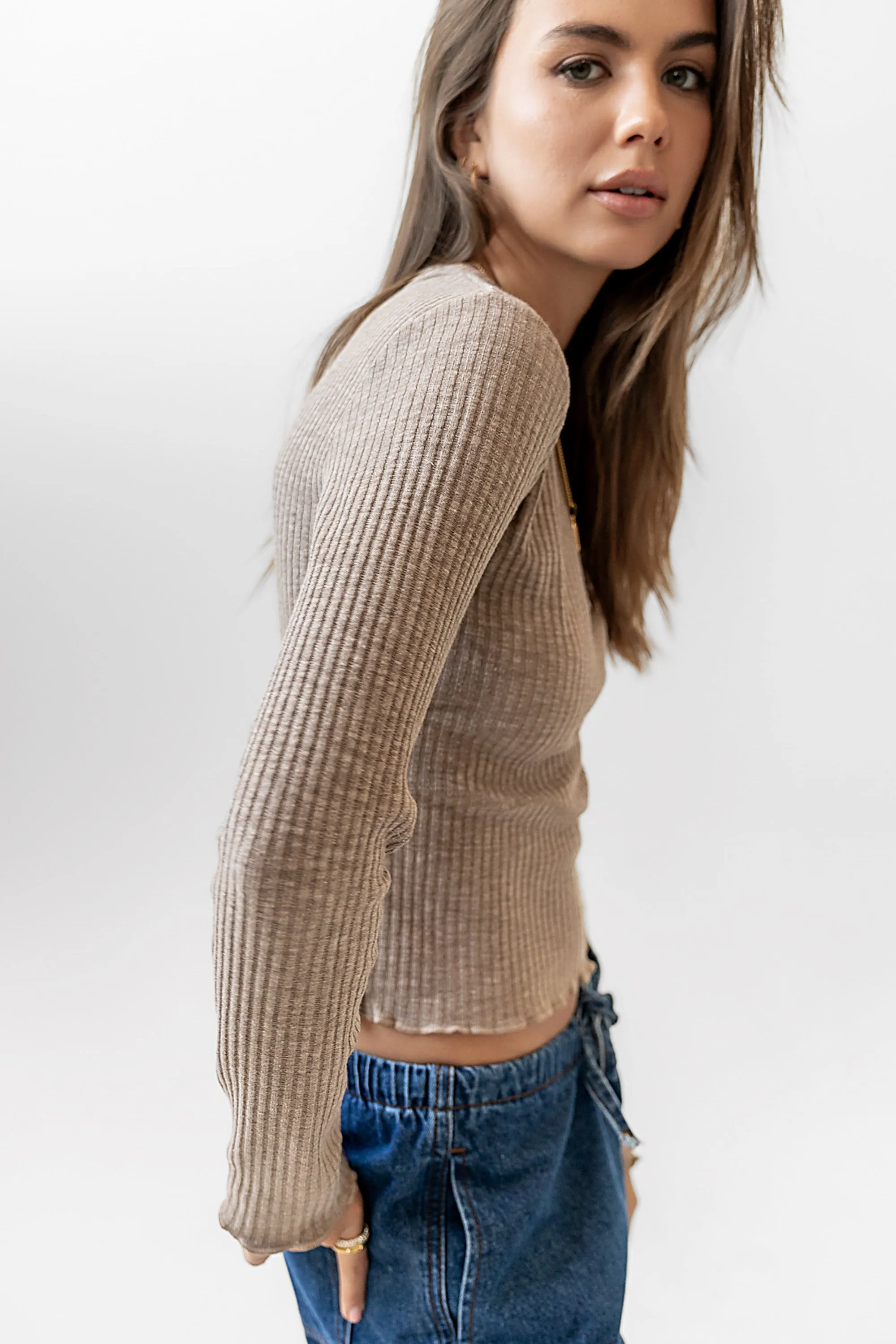 Leif Knit Top in Taupe sold by bohme product image thumbnail 4
