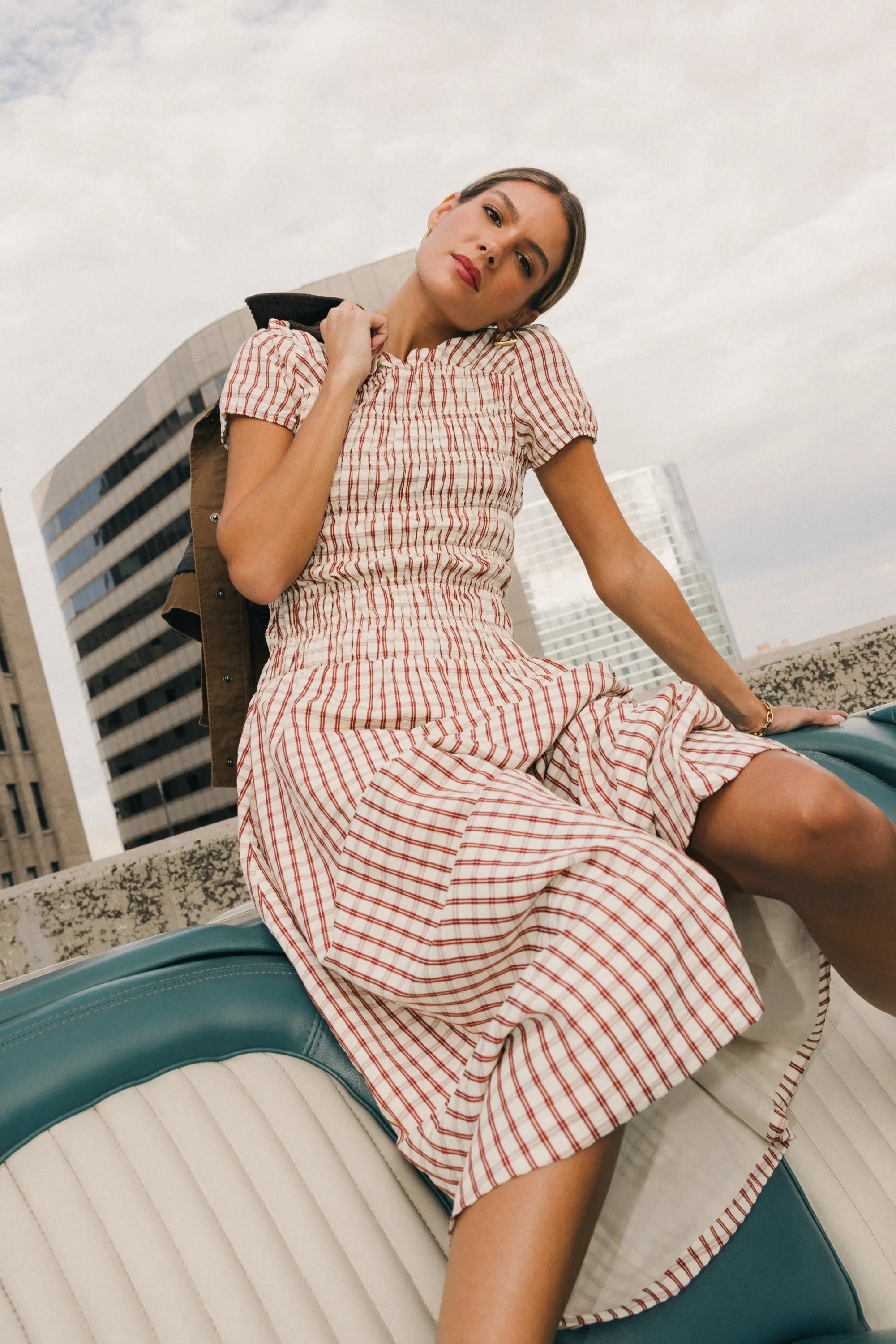 Erin Smocked Maxi Dress in Red - FINAL SALE sold by bohme product image thumbnail 2