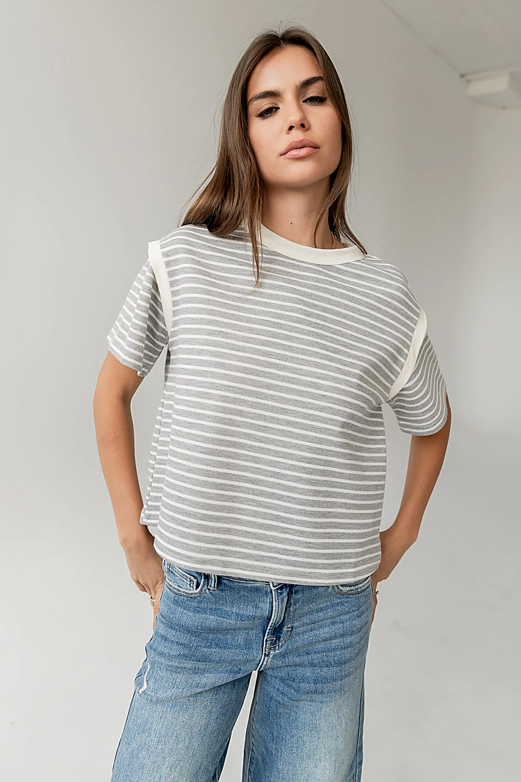 Ryker Striped T-Shirt in Grey - FINAL SALE sold by bohme product image thumbnail 5