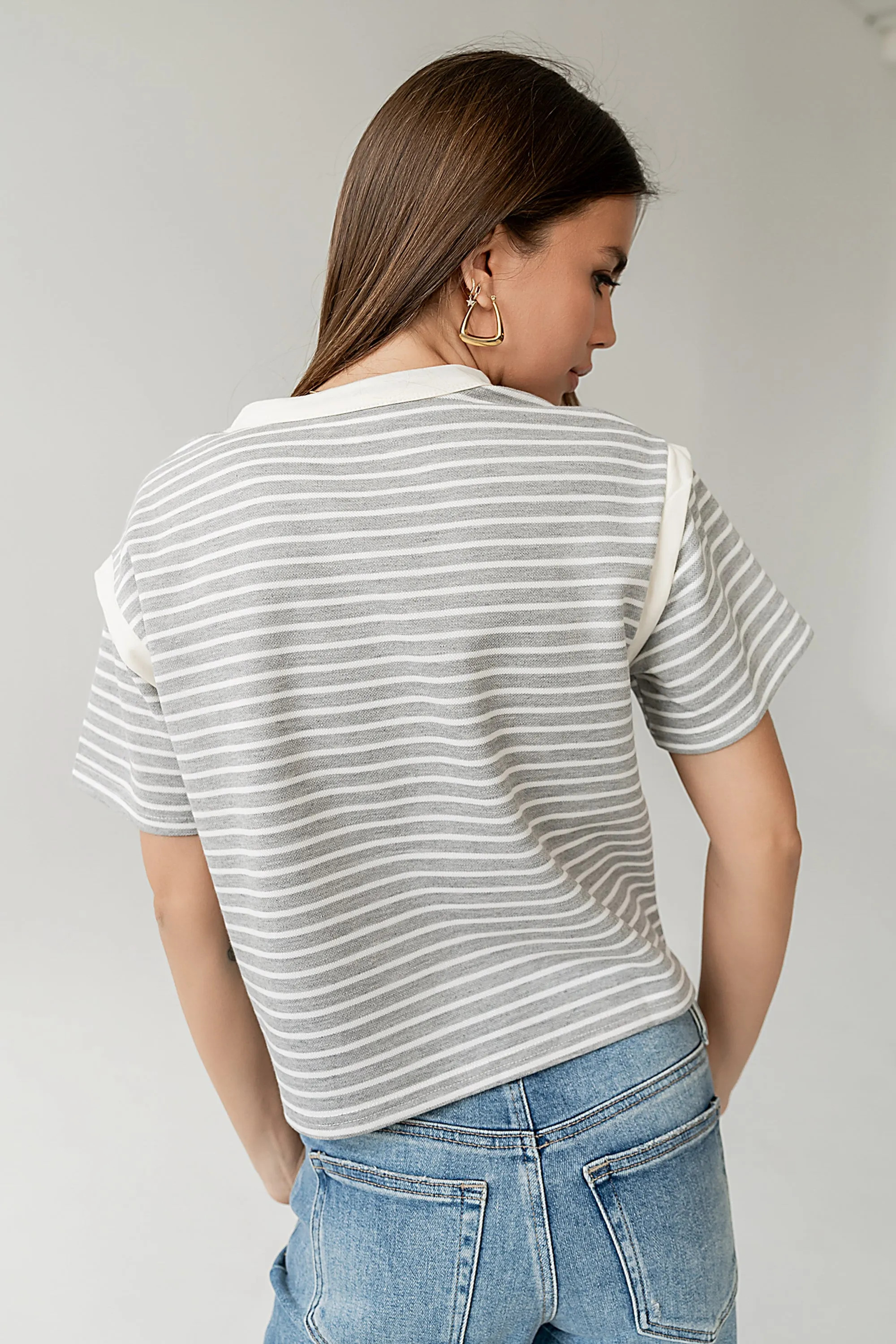 Ryker Striped T-Shirt in Grey - FINAL SALE sold by bohme product image thumbnail 2