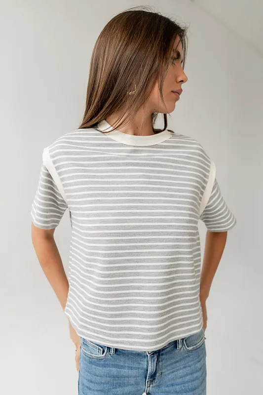 Ryker Striped T-Shirt in Grey sold by bohme