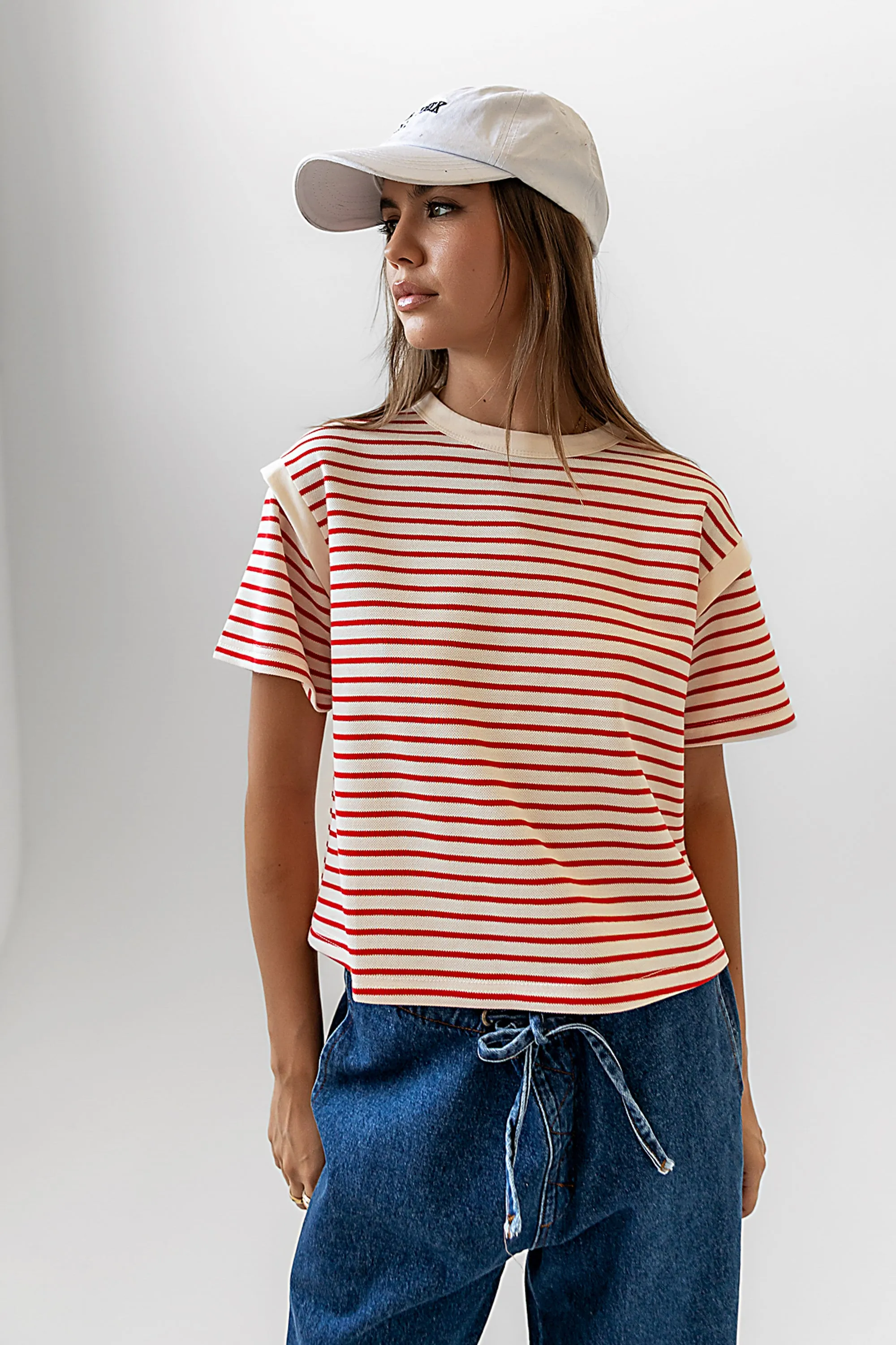 Ryker Striped T-Shirt in Red - FINAL SALE sold by bohme product image thumbnail 3