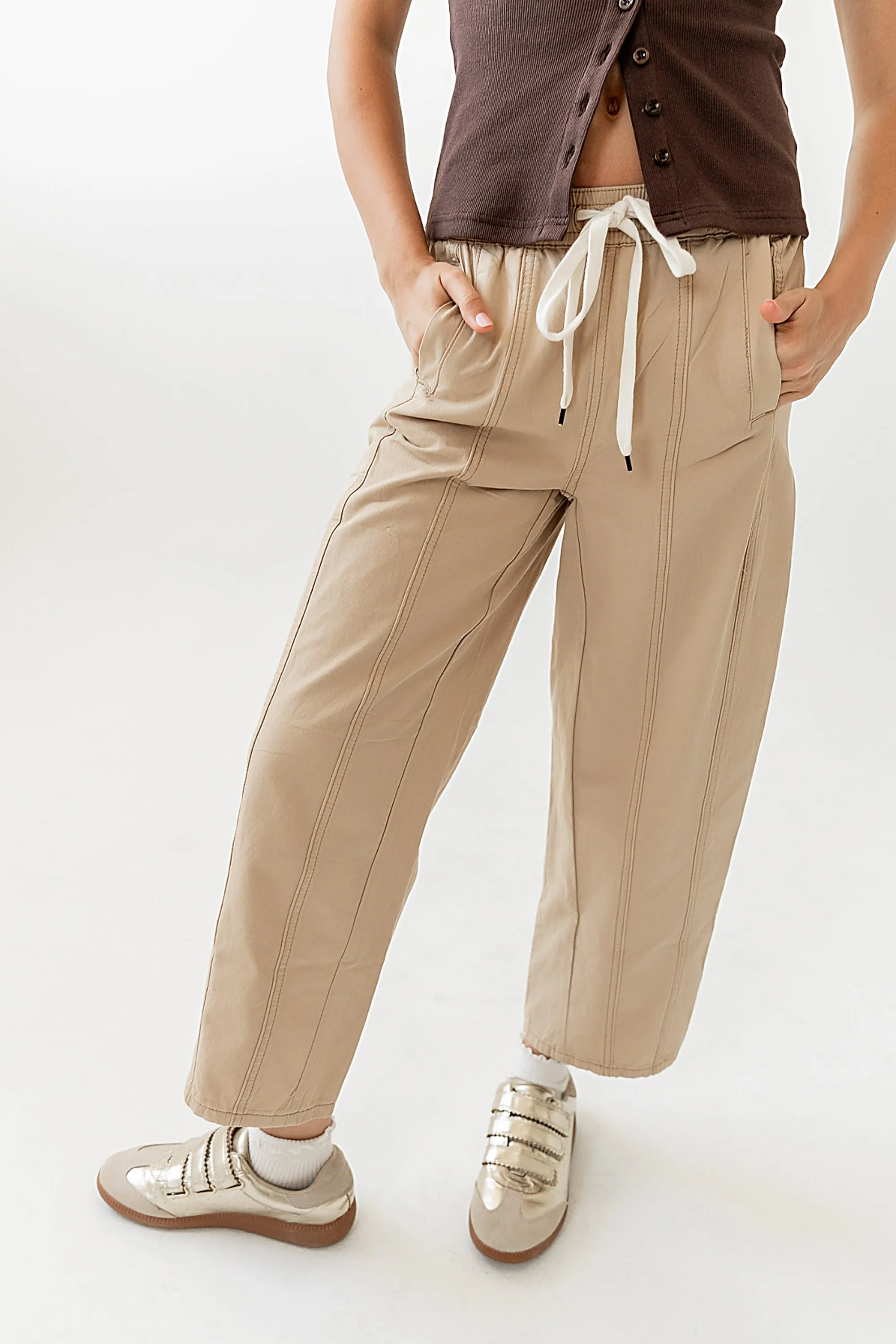 Khai Cropped Pants in Tan sold by bohme