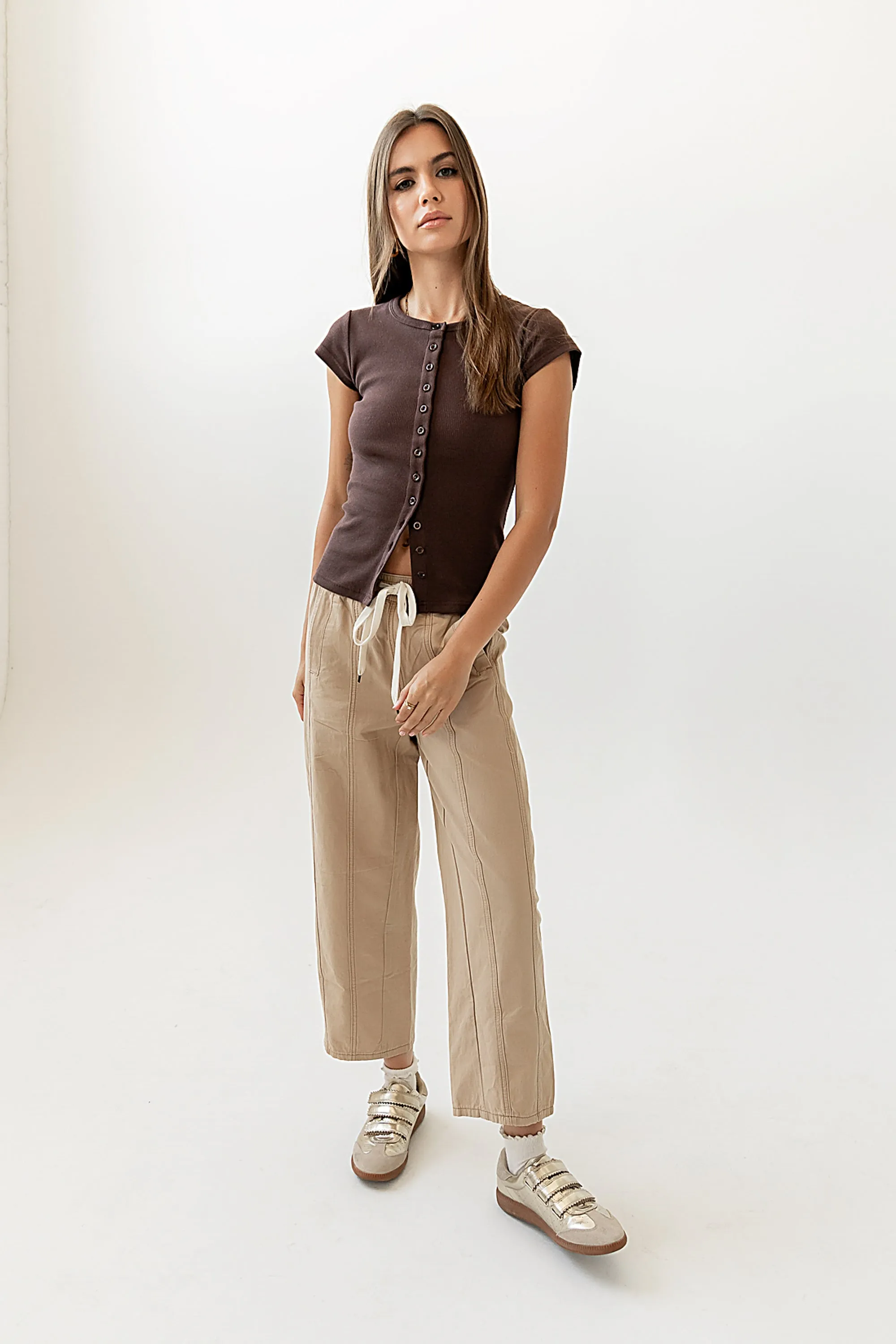 Khai Cropped Pants in Tan sold by bohme product image thumbnail 3