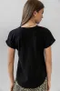 Selena Rolled Sleeve Shirt in Black sold by bohme