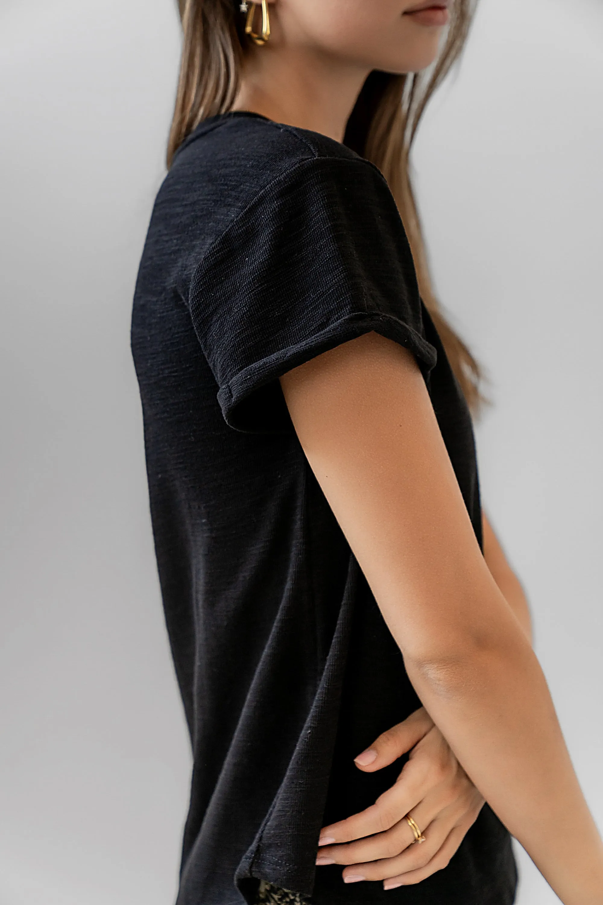 Selena Rolled Sleeve Shirt in Black - FINAL SALE sold by bohme product image thumbnail 3