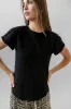 Selena Rolled Sleeve Shirt in Black sold by bohme