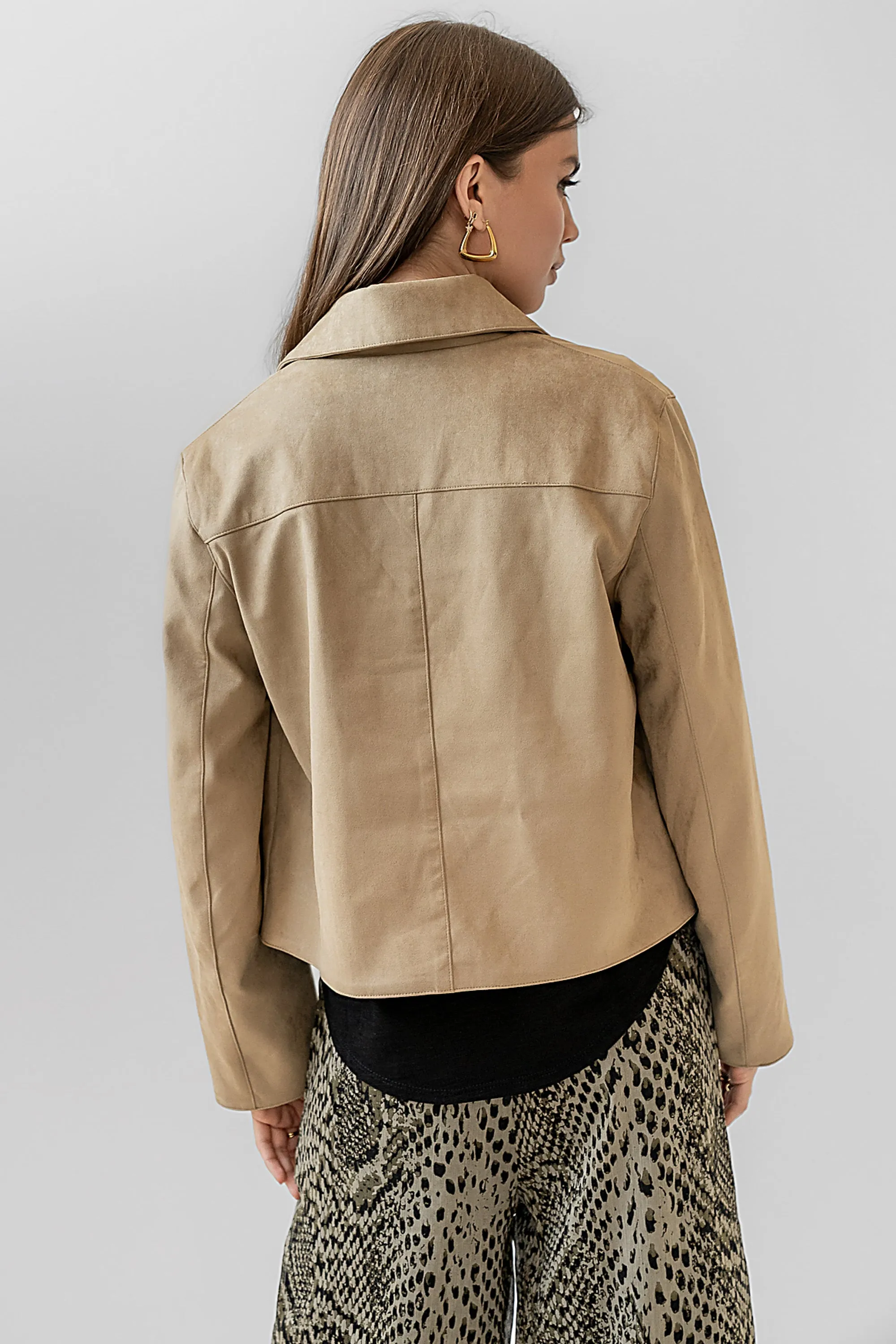 Aden Suede Jacket in Khaki sold by bohme product image thumbnail 3