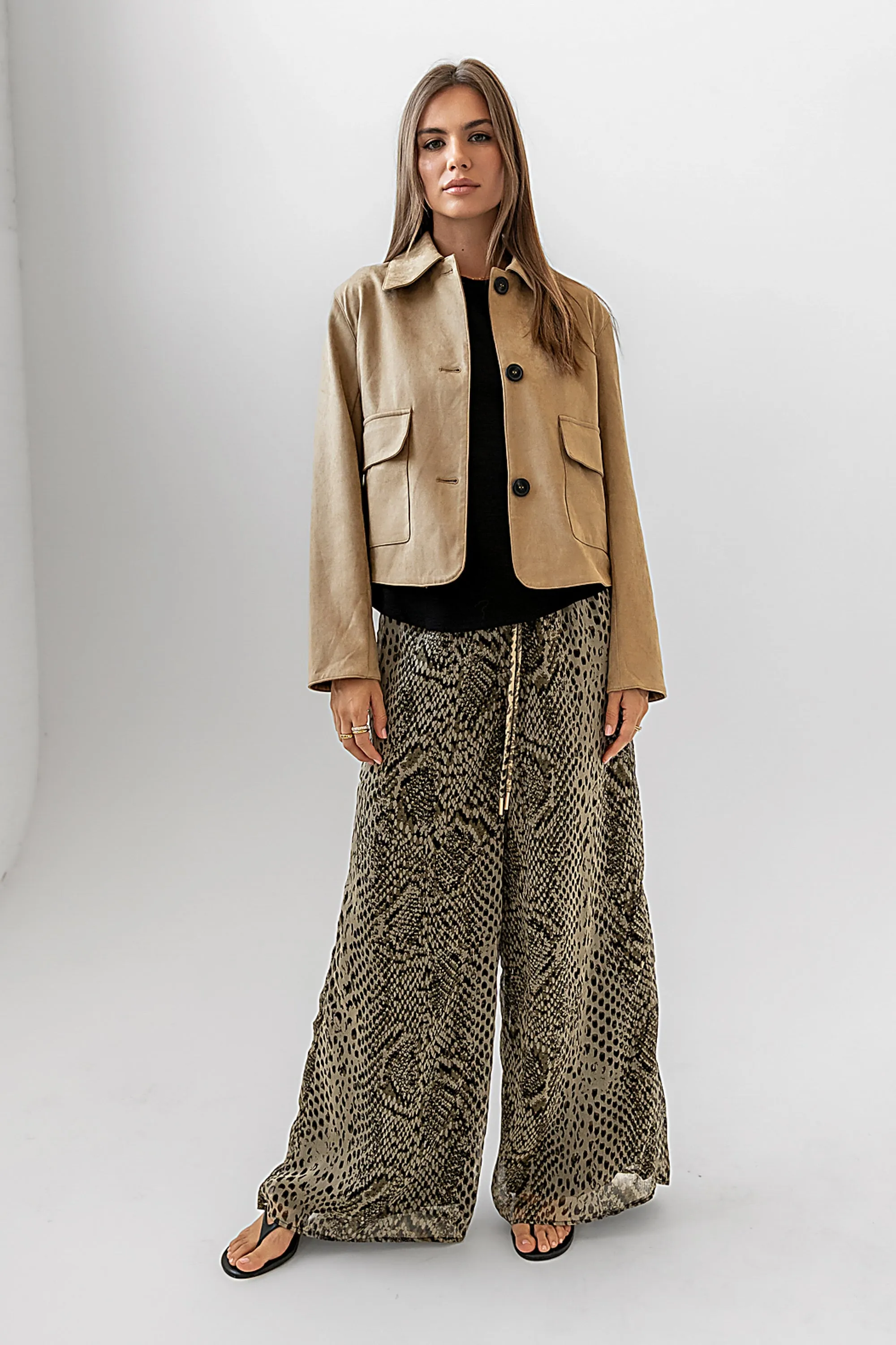 Aden Suede Jacket in Khaki sold by bohme product image thumbnail 4