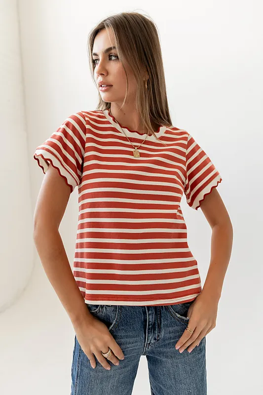 Walker Scalloped Top in Marsala sold by bohme