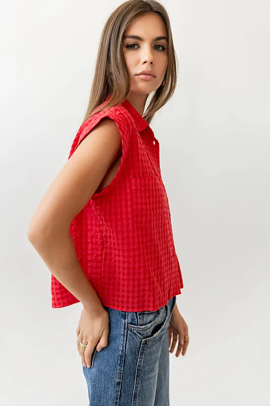 Isla Sheer Blouse in Red sold by bohme