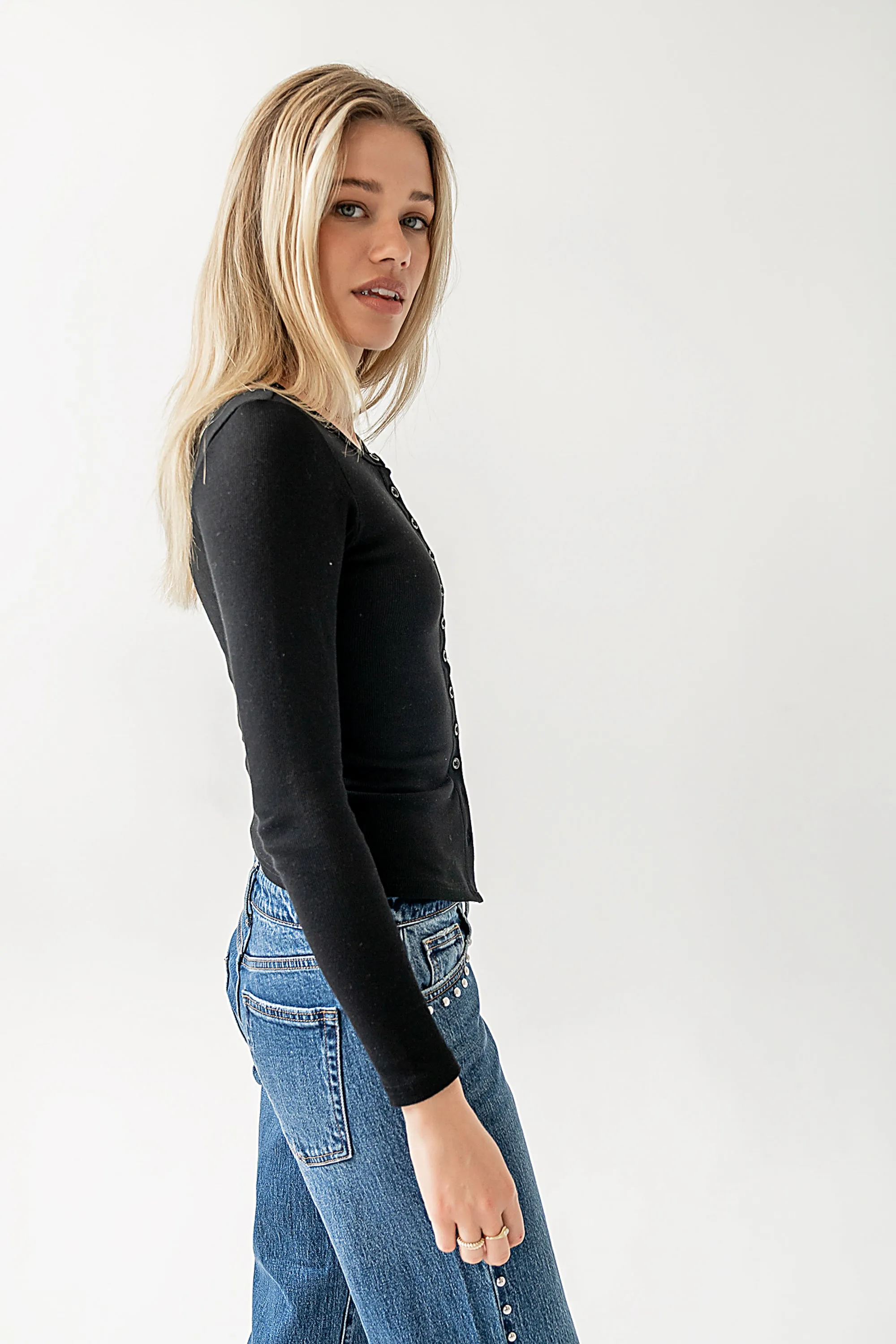 Mia Button Up Top in Black - FINAL SALE sold by bohme product image thumbnail 4