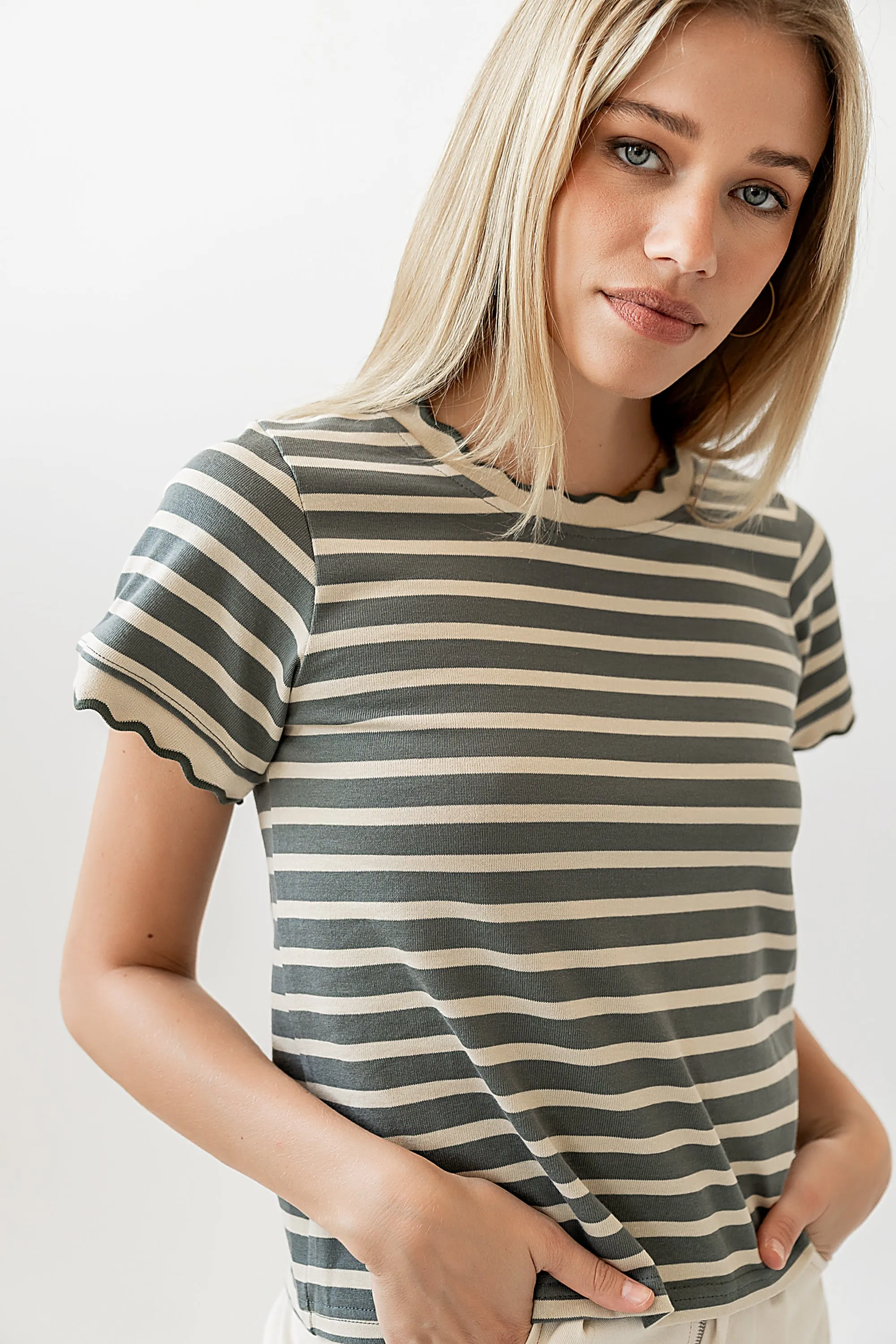 Walker Scalloped Top in Olive sold by bohme product image thumbnail 2