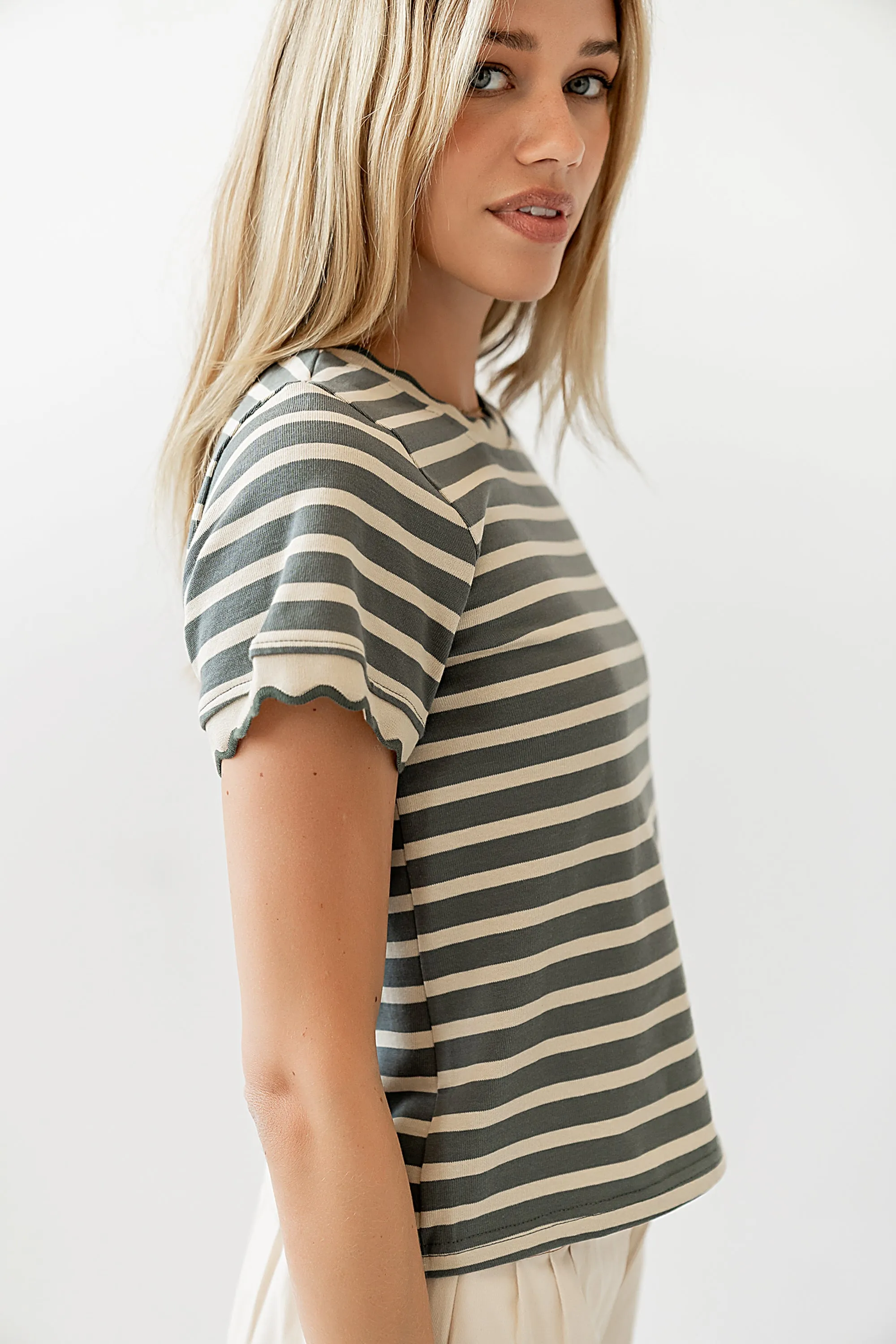 Walker Scalloped Top in Olive sold by bohme product image thumbnail 4