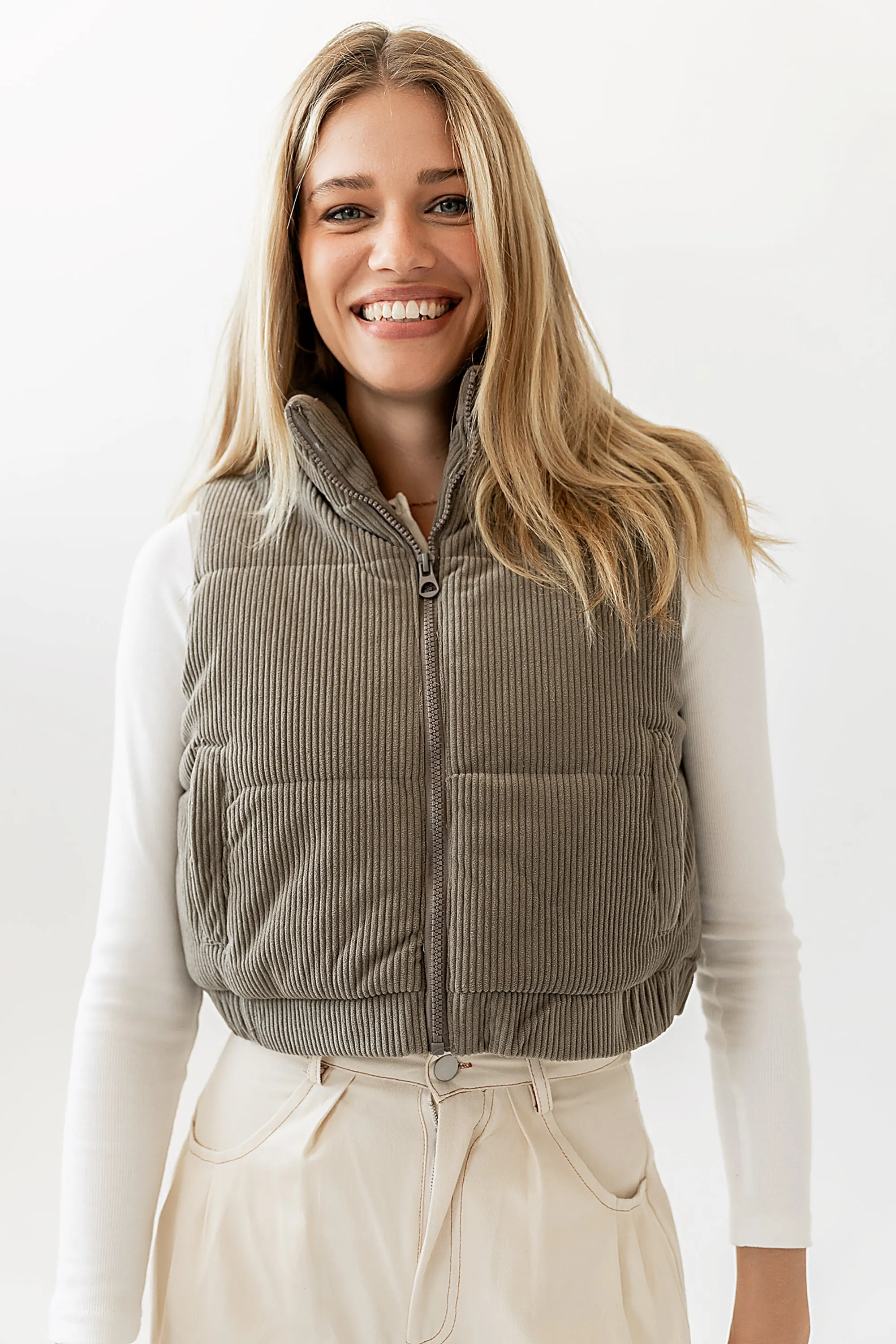 August Corduroy Vest in Sage - FINAL SALE sold by bohme