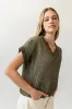 Saige Contrast Sweater in Olive sold by bohme