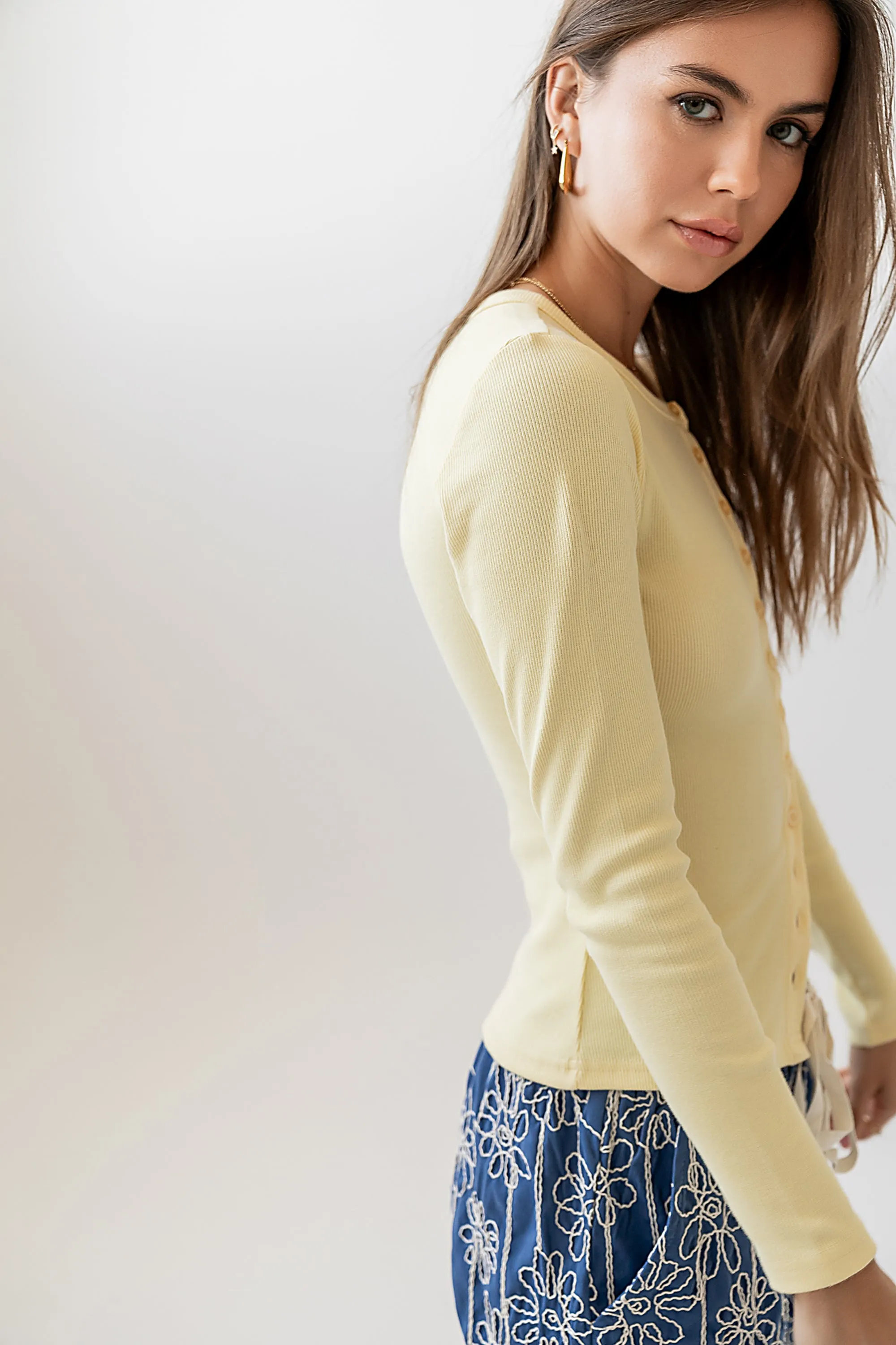 Mia Button Up Top in Yellow sold by bohme product image thumbnail 4