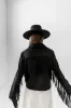 Bridget Fringe Jacket in Black sold by bohme