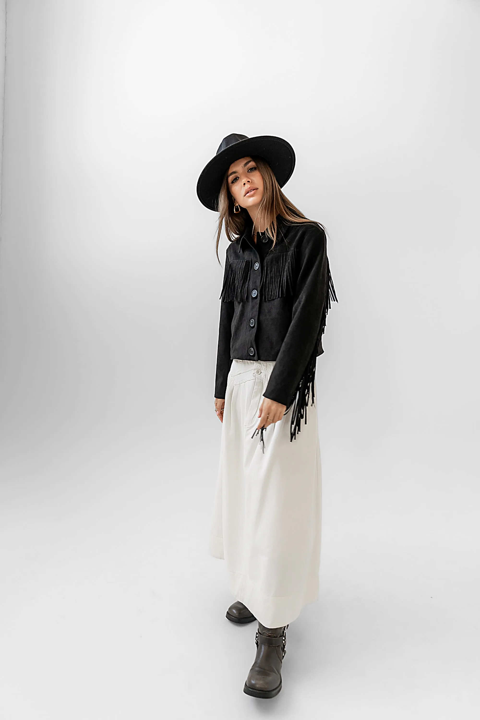 Bridget Fringe Jacket in Black sold by bohme product image thumbnail 3