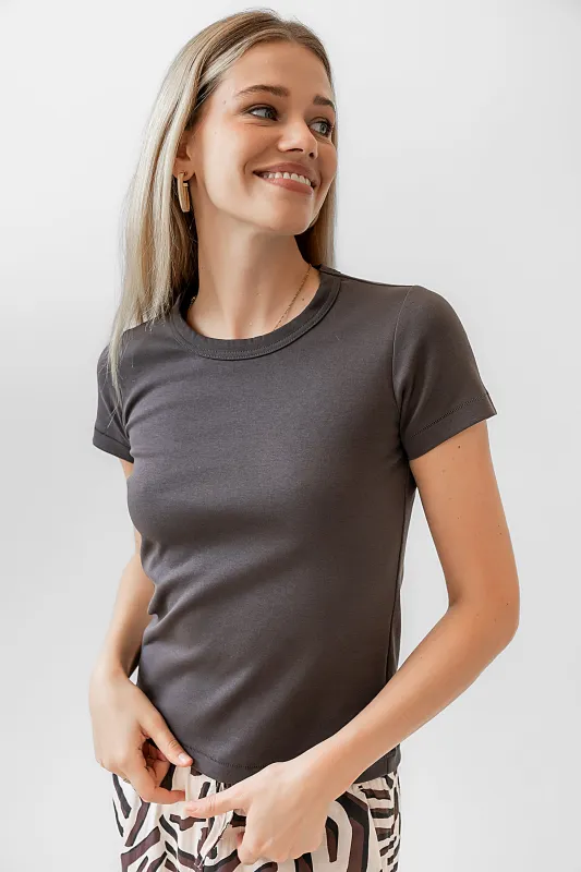 Mckenna T-Shirt in Charcoal sold by bohme