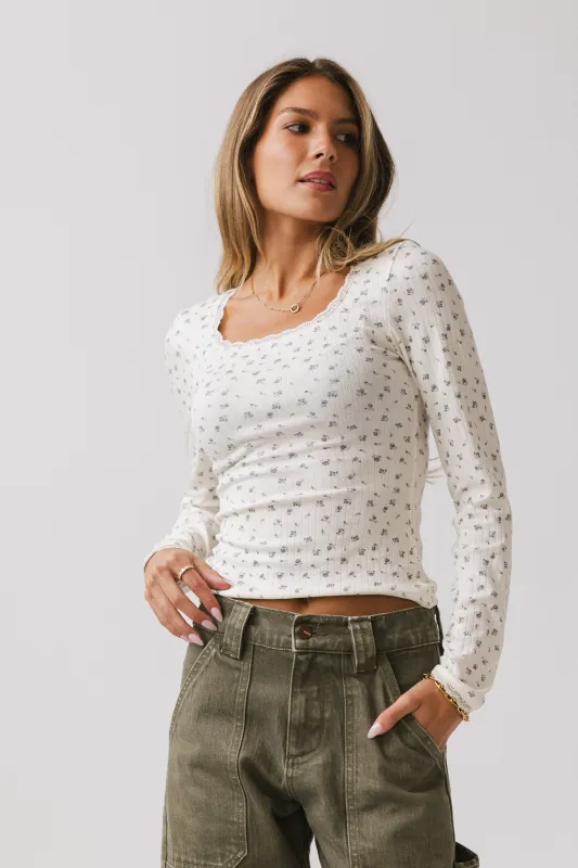 Archie Floral Top in Navy sold by bohme