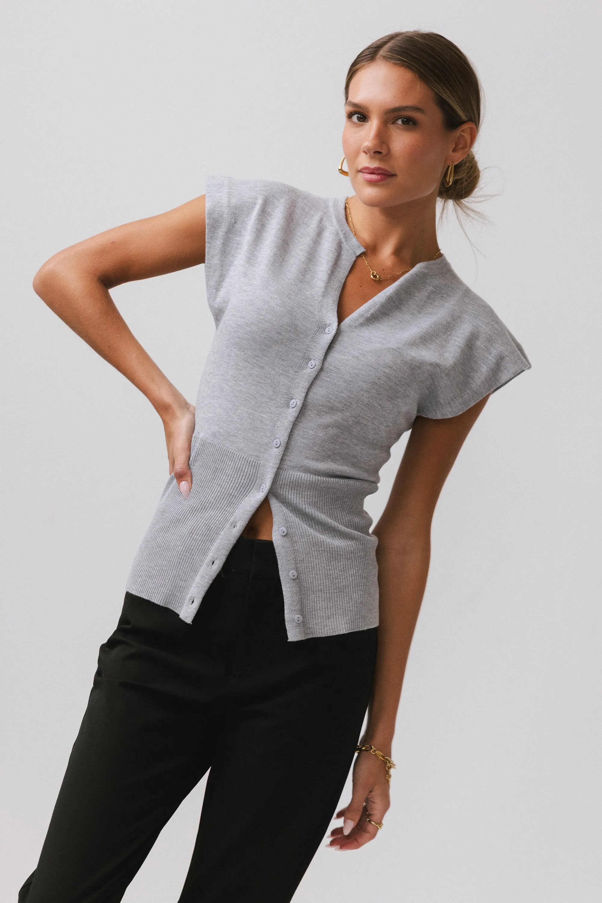 Marco Knit Top in Heather Grey sold by bohme