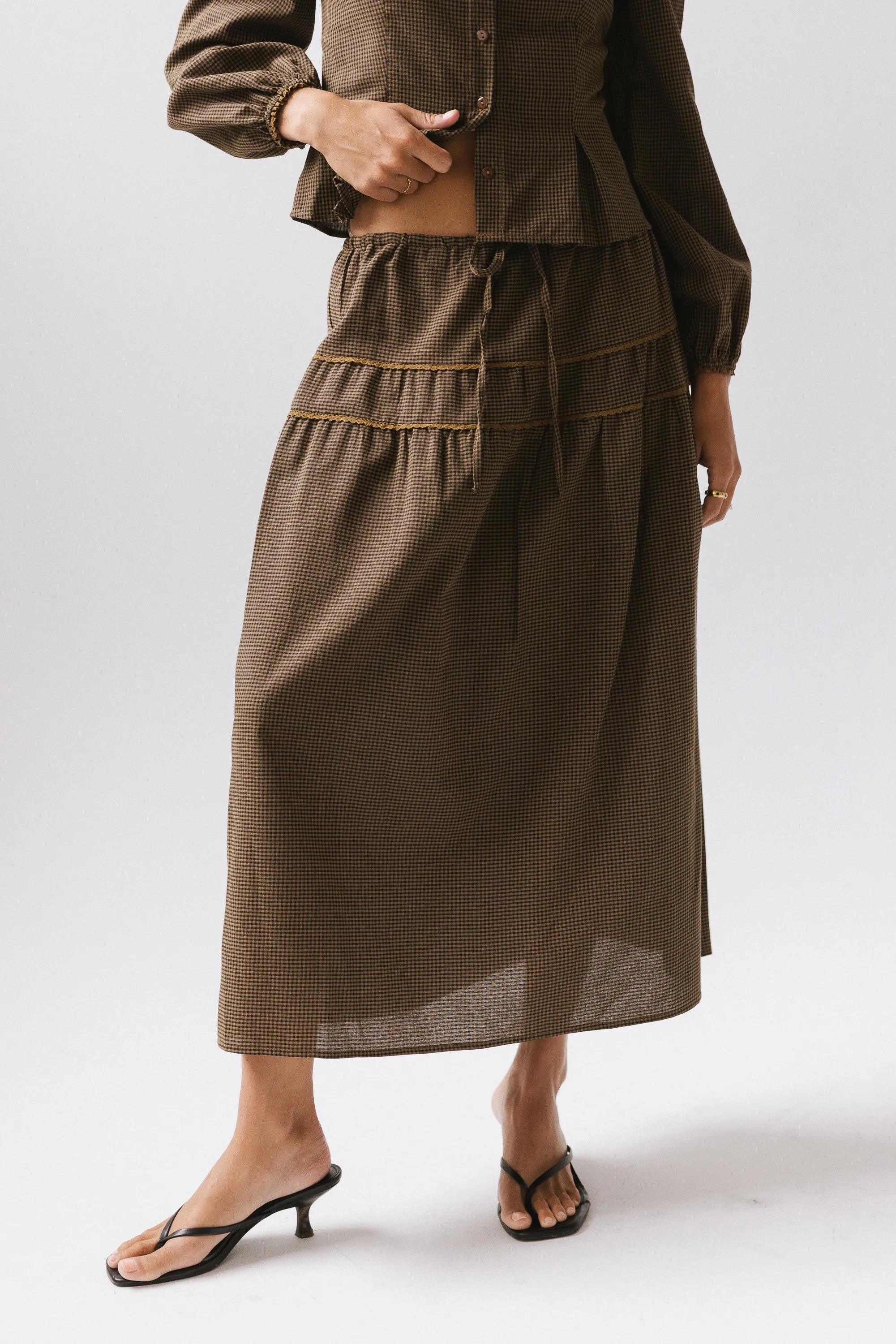 Keira Gingham Midi Skirt sold by bohme product image thumbnail 4