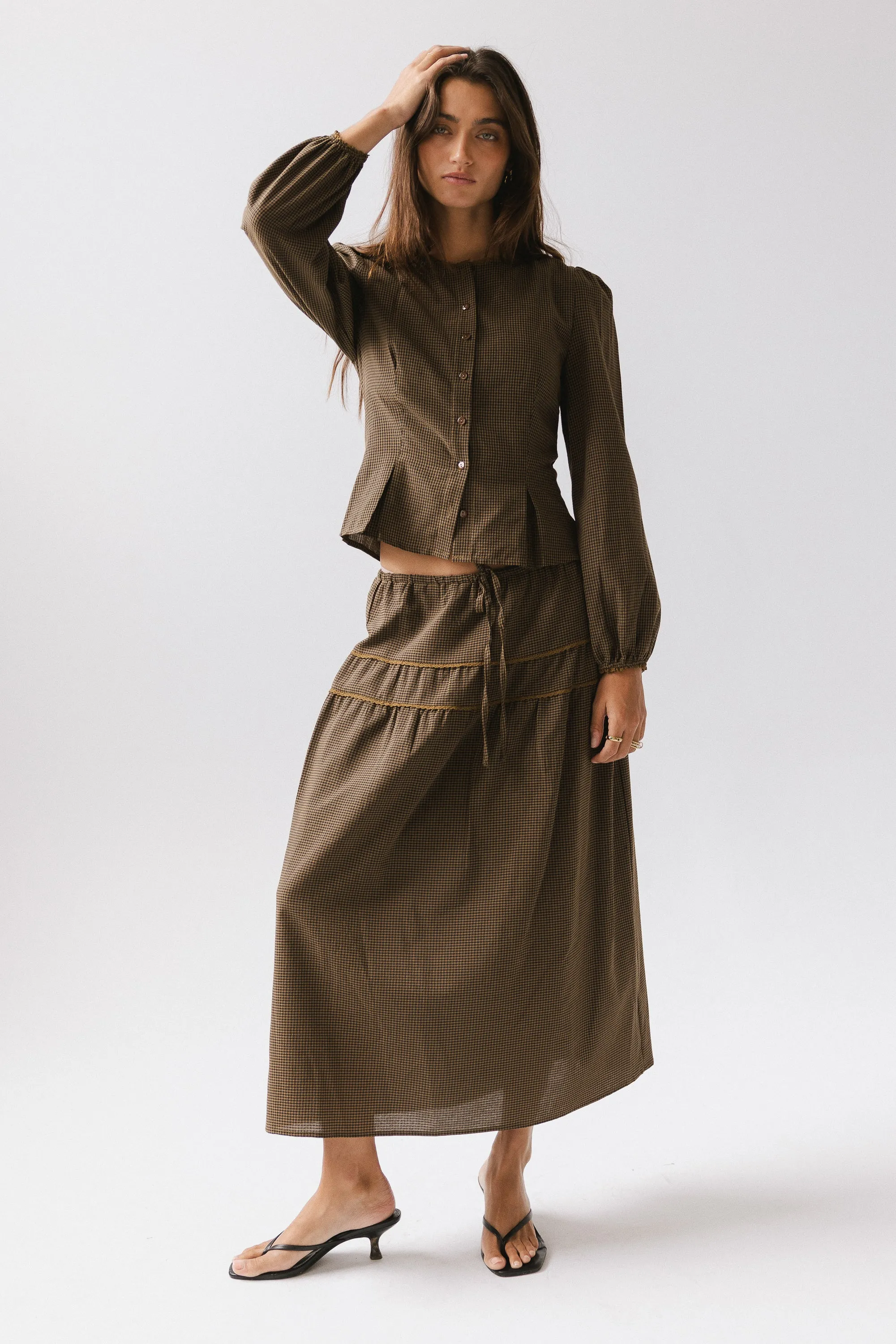 Keira Gingham Midi Skirt sold by bohme product image thumbnail 3