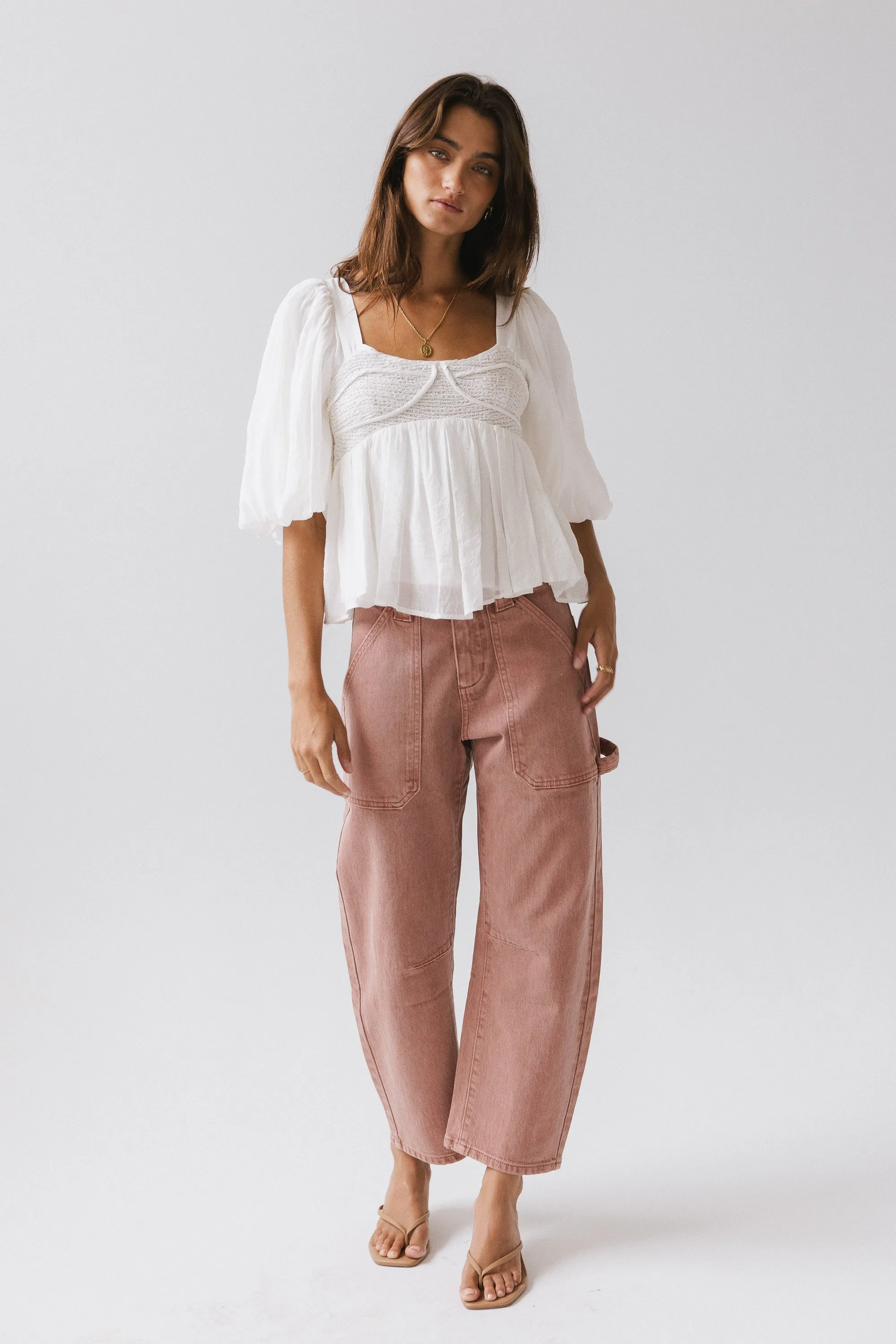 Scottie Barrel Jeans in Mauve sold by bohme